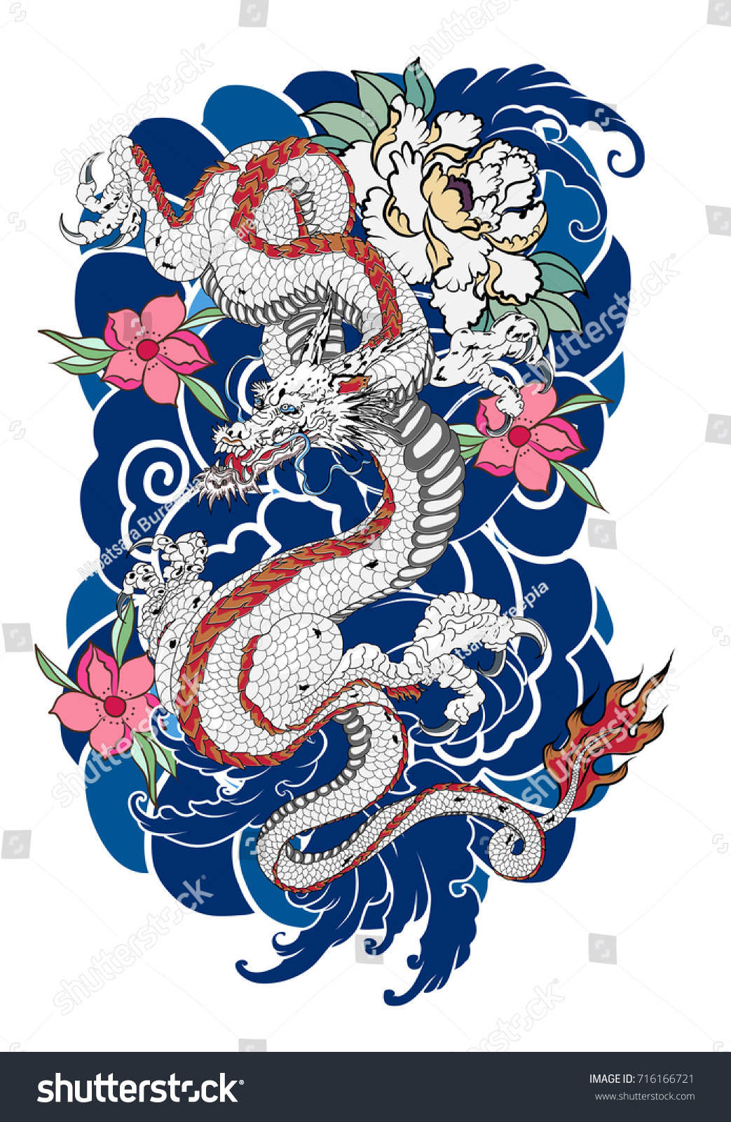Download Hand Drawn Dragon Tattoo Coloring Book Stock Vector Royalty Free 716166721