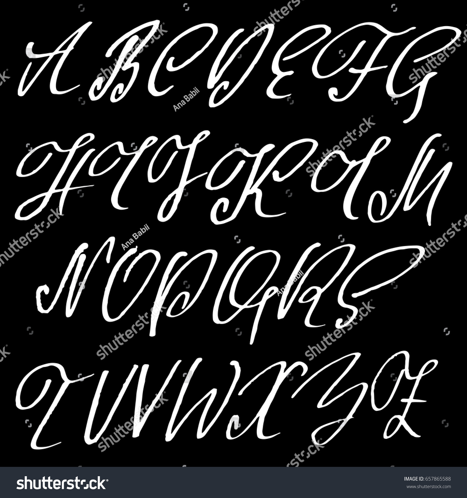 Hand Drawn Elegant Calligraphy Font Modern Stock Vector (Royalty Free ...