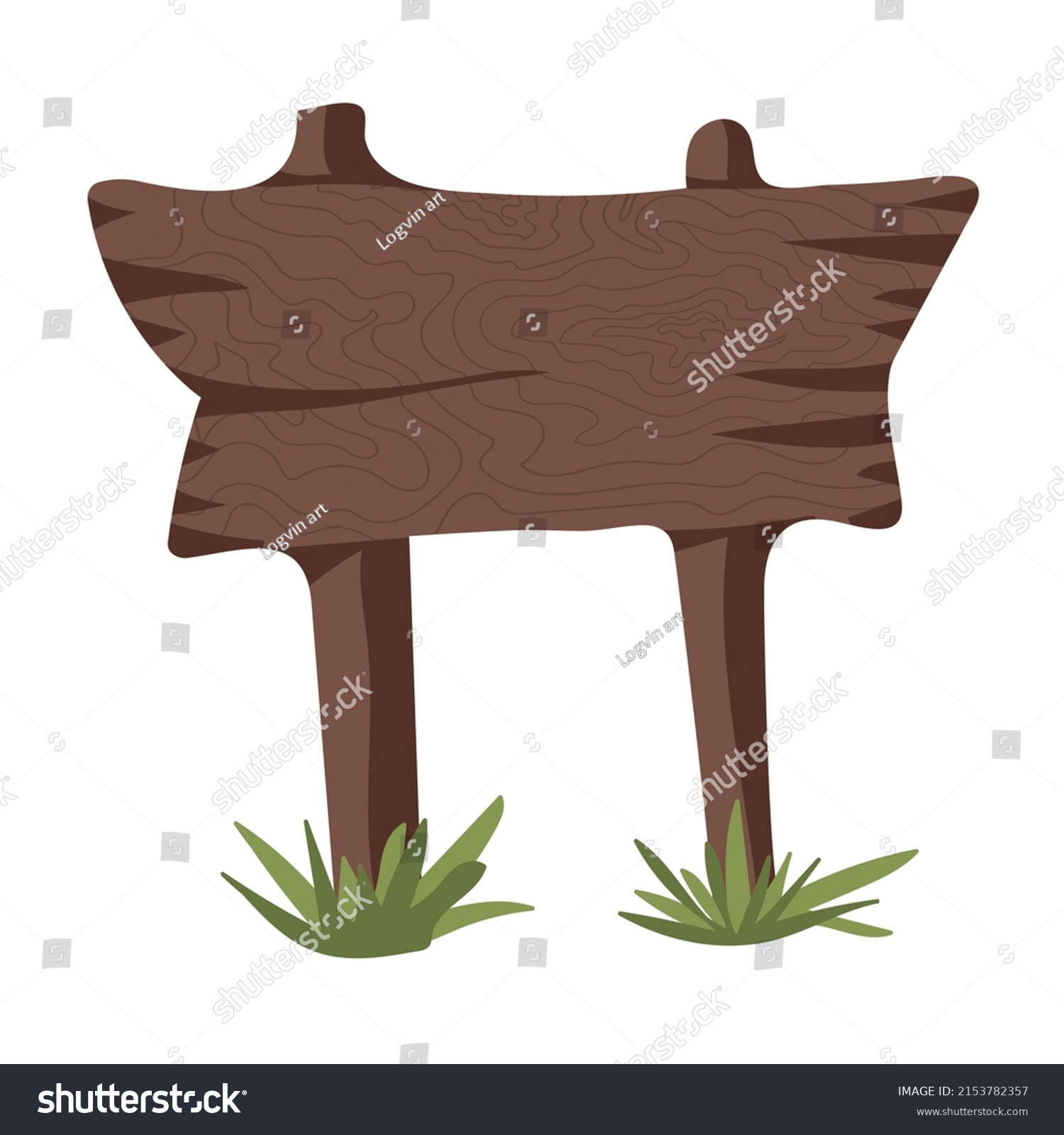 Hand Drawn Empty Wood Sign Board Stock Vector (royalty Free) 2153782357 