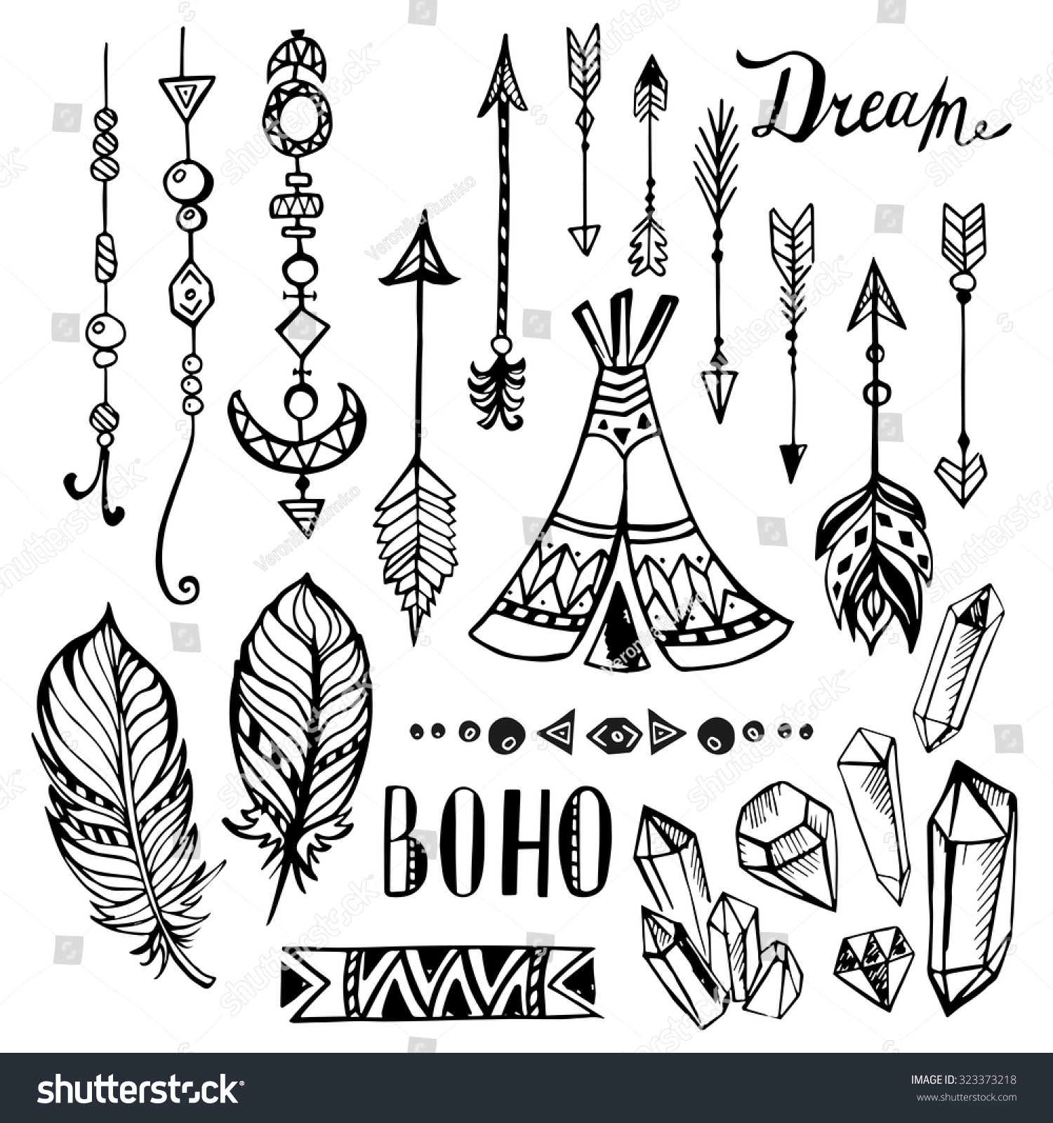 Hand Drawn Ethnic Design Elements Collection Stock Vector (Royalty Free ...