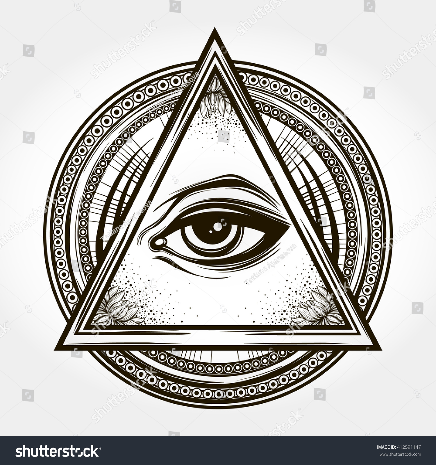 Handdrawn Eye Providence All Seeing Eye Stock Vector 412591147 ...