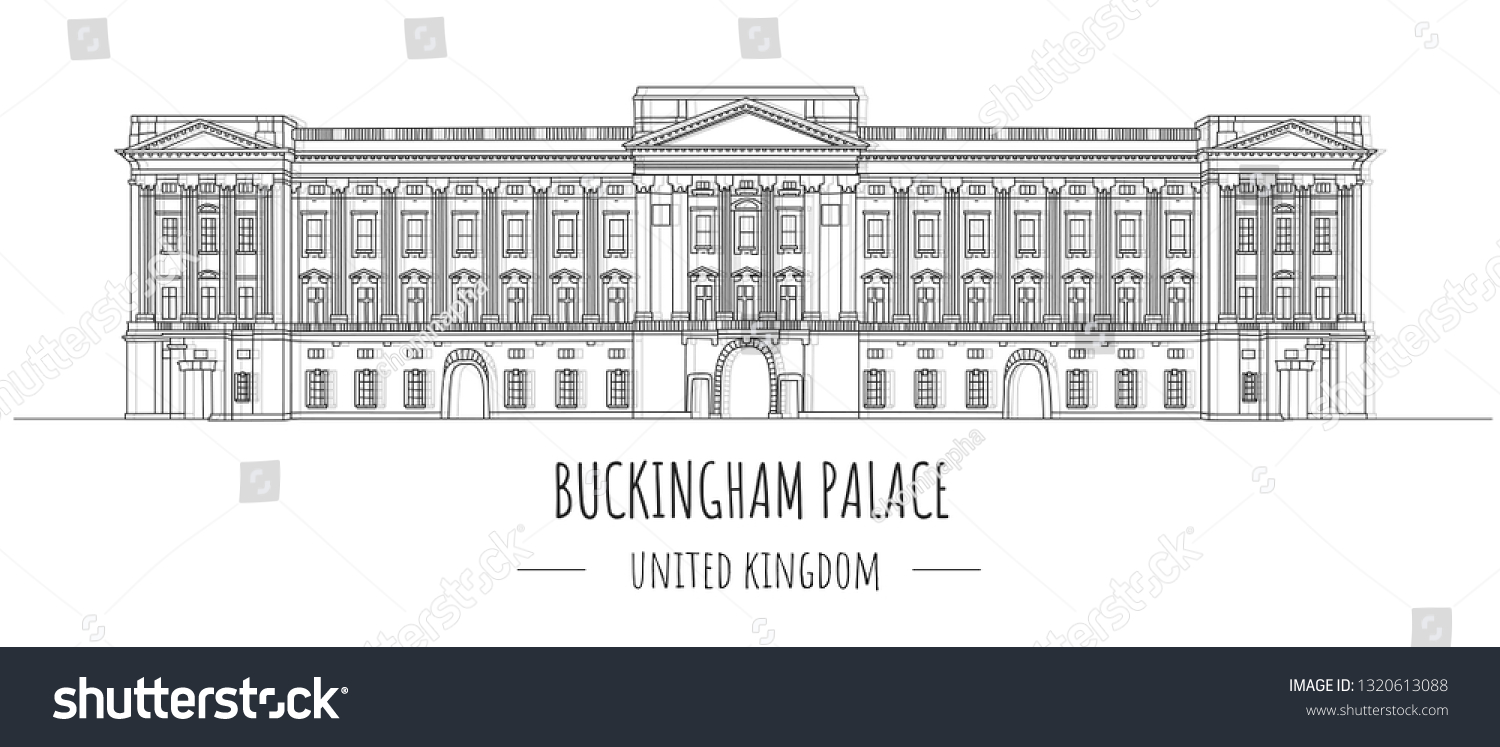 SVG of Hand drawn famous landmark vector of Buckingham palace,London,United Kingdom, isolated vector illustration svg