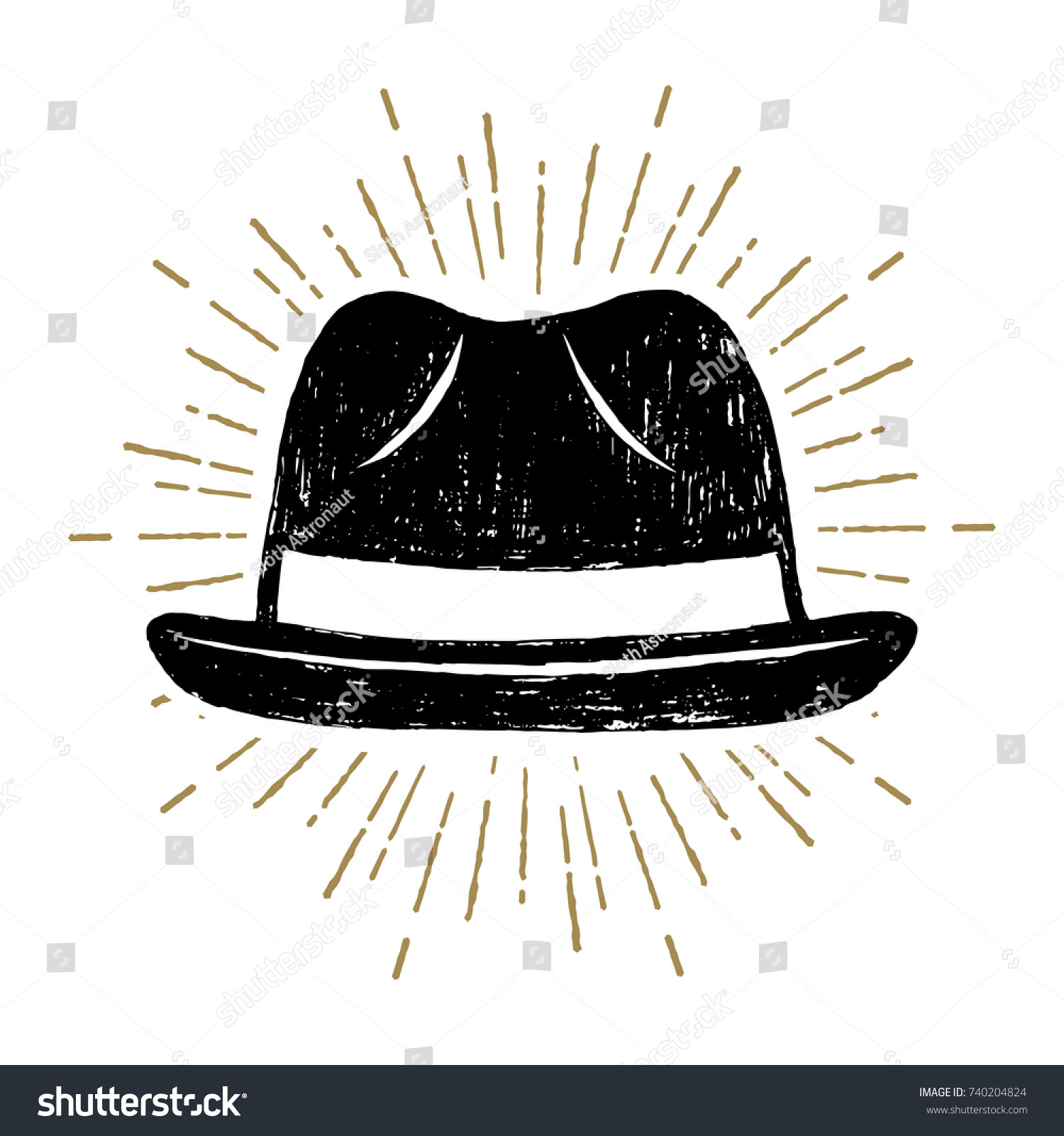 Hand Drawn Fedora Hat Textured Vector Stock Vector Royalty Free