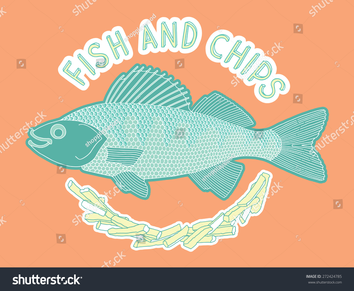 Hand Drawn Fish Chips Stock Vector (Royalty Free) 272424785