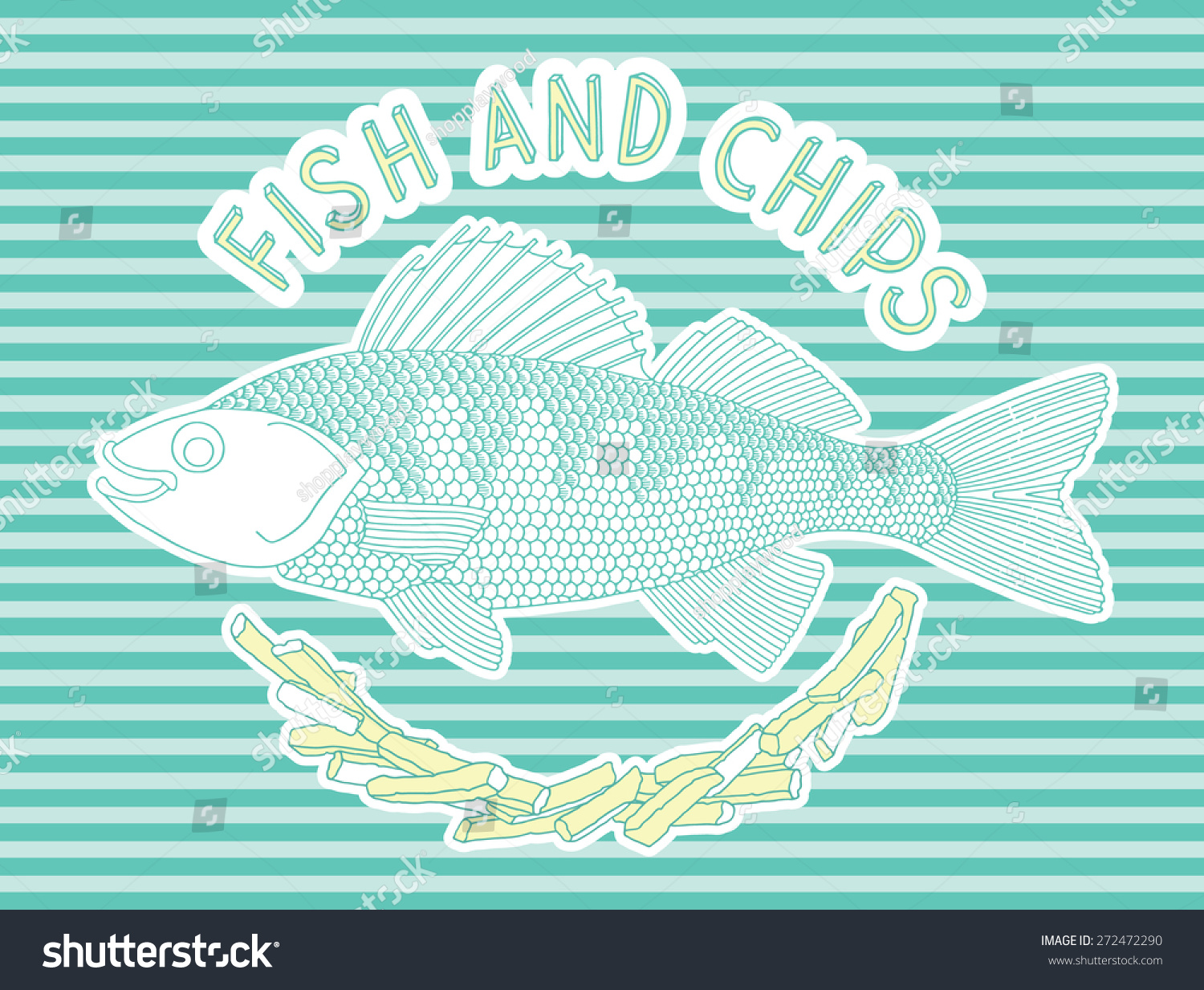 Hand Drawn Fish Chips Made Vector Stock Vector (Royalty Free) 272472290