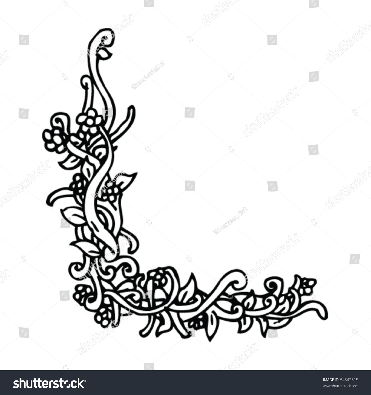 Hand Drawn Floral Border Stock Vector 54542515 - Shutterstock