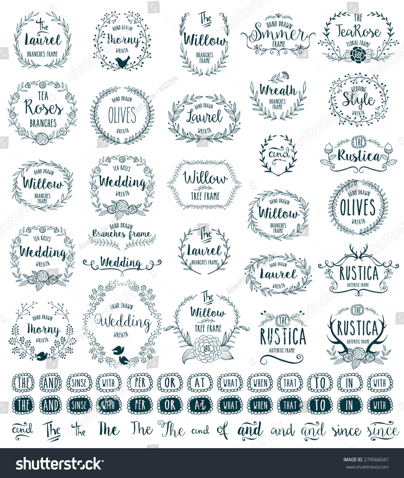 Hand Drawn Floral Frames Rustic Style 274566047 Hand Drawn Floral Frames Rustic Style 274566047