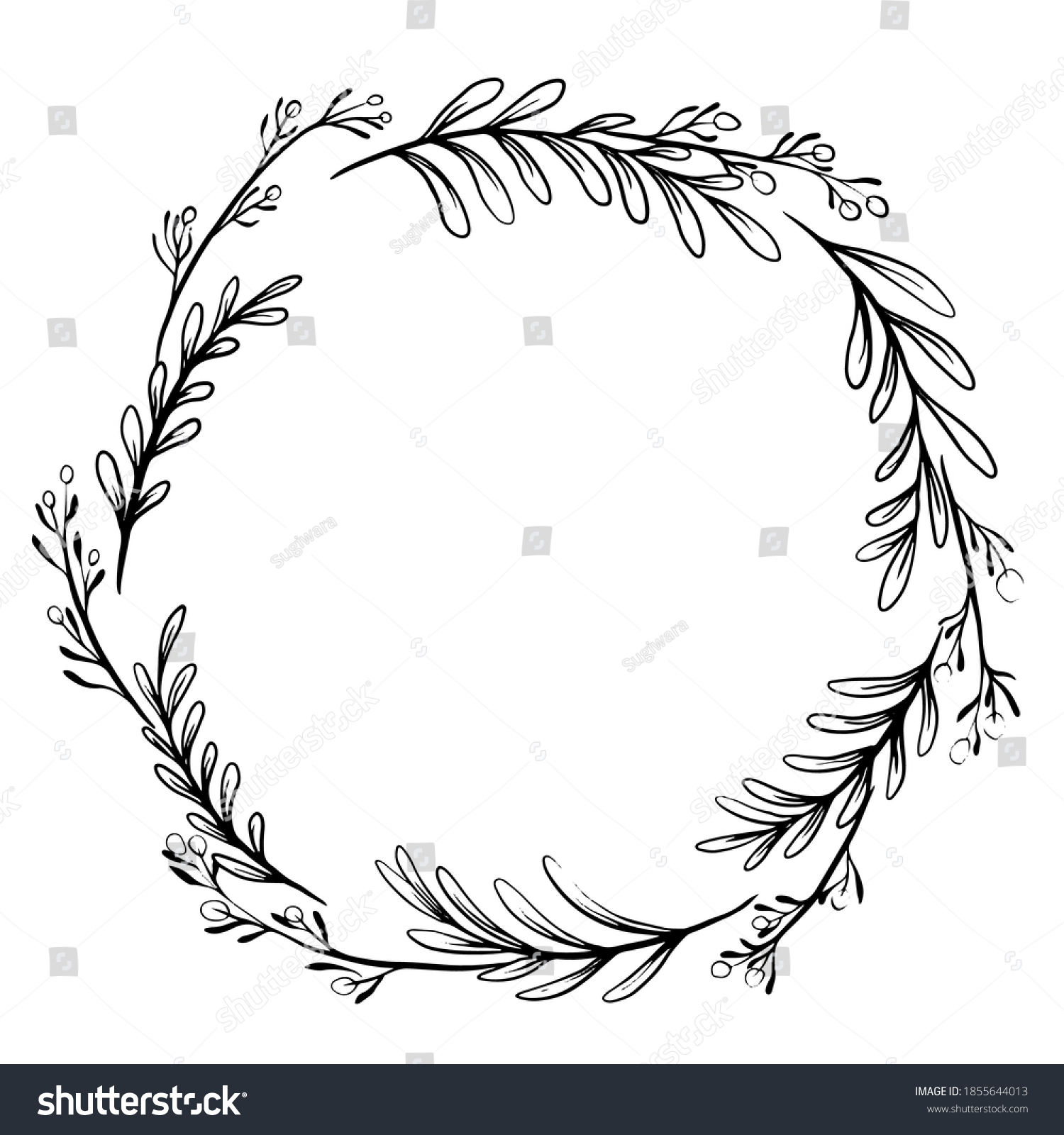 Hand Drawn Floral Wreath Vector Illustration Stock Vector (Royalty Free ...