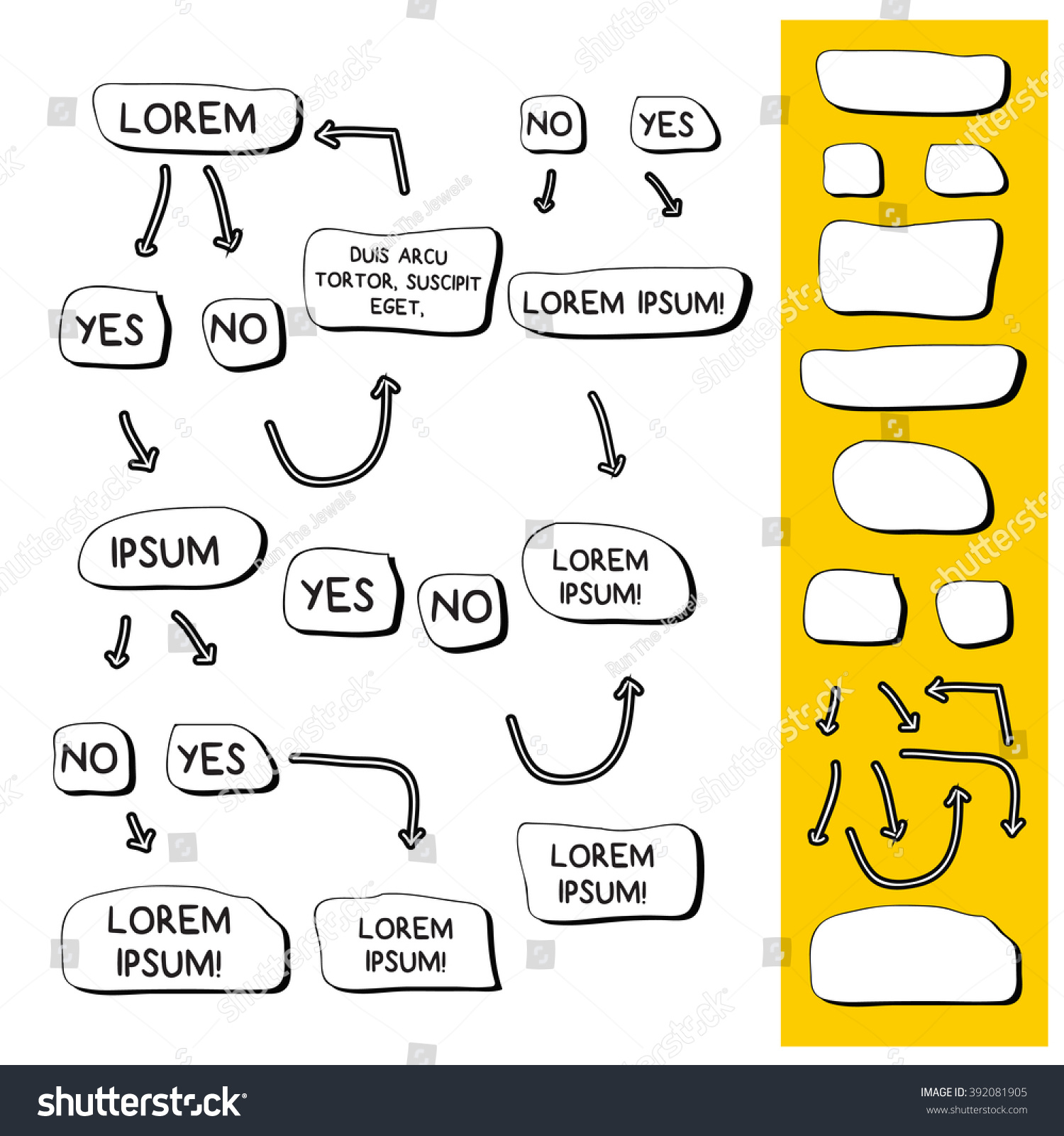 Hand Drawn Flow Chart Elements Set Stock Vector 392081905 - Shutterstock