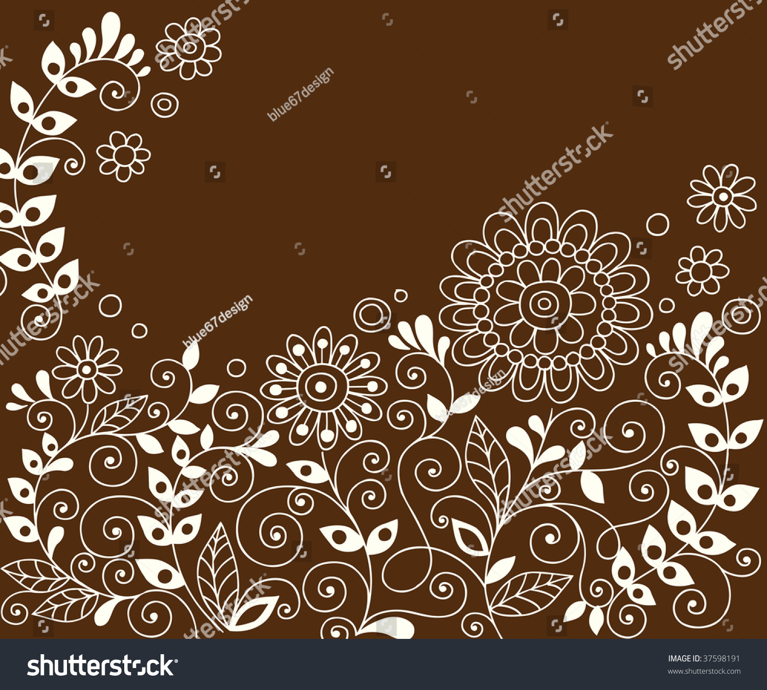 Hand Drawn Flower Henna Doodles Vines Vector Stock Vector (Royalty Free