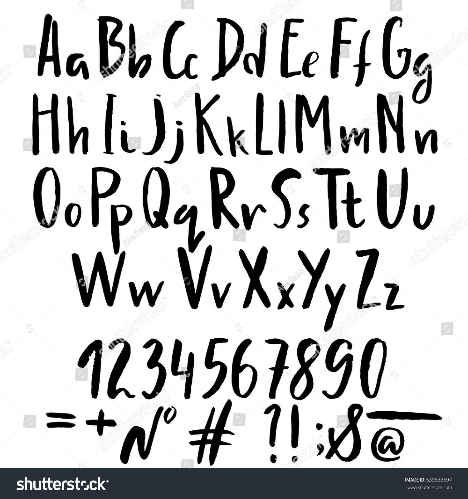 Hand Drawn Font Made By Dry Stock Vector (Royalty Free) 539833597 ...