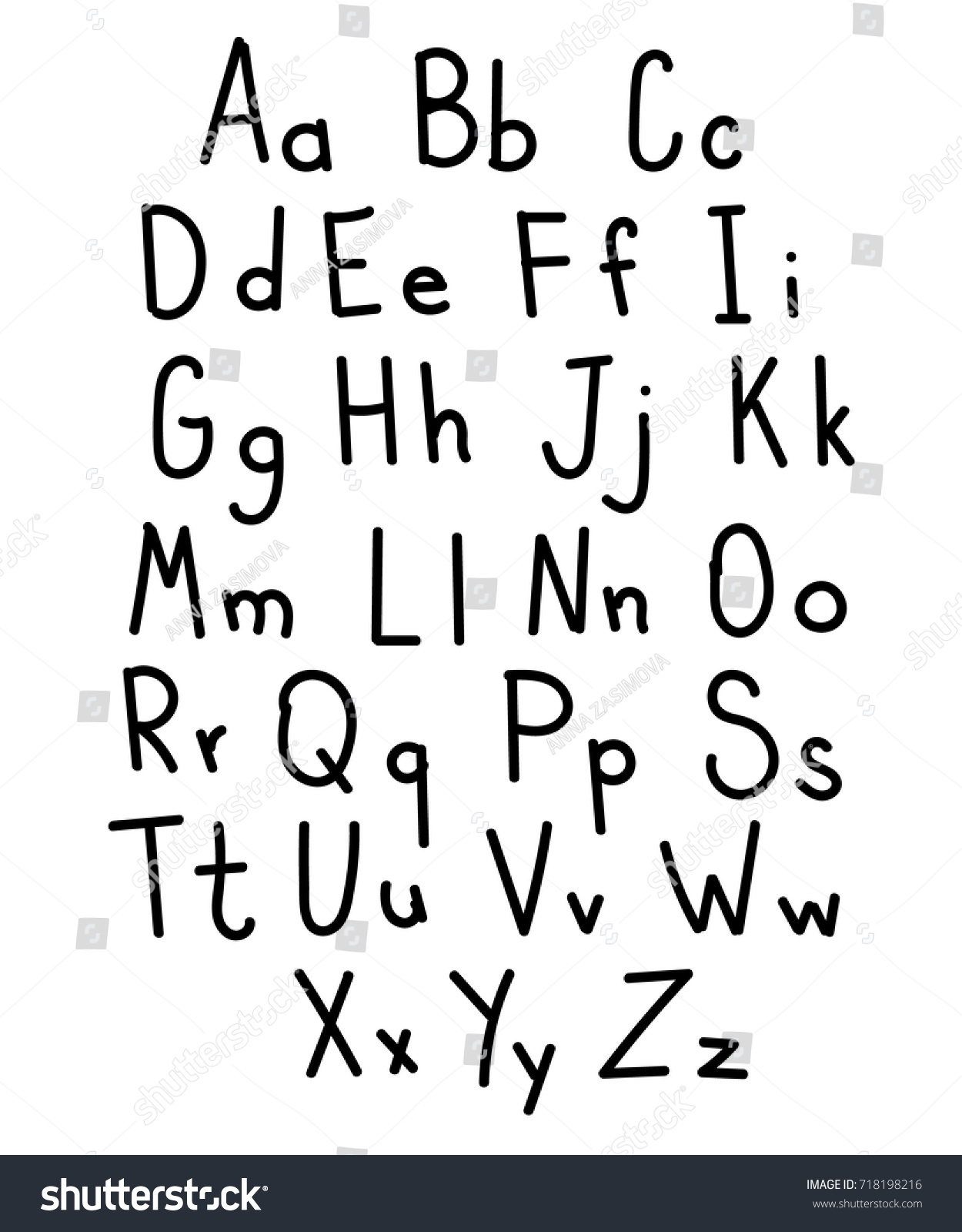 Hand Drawn Fonts Handwritten Alphabet Style Stock Vector Royalty Free 718198216