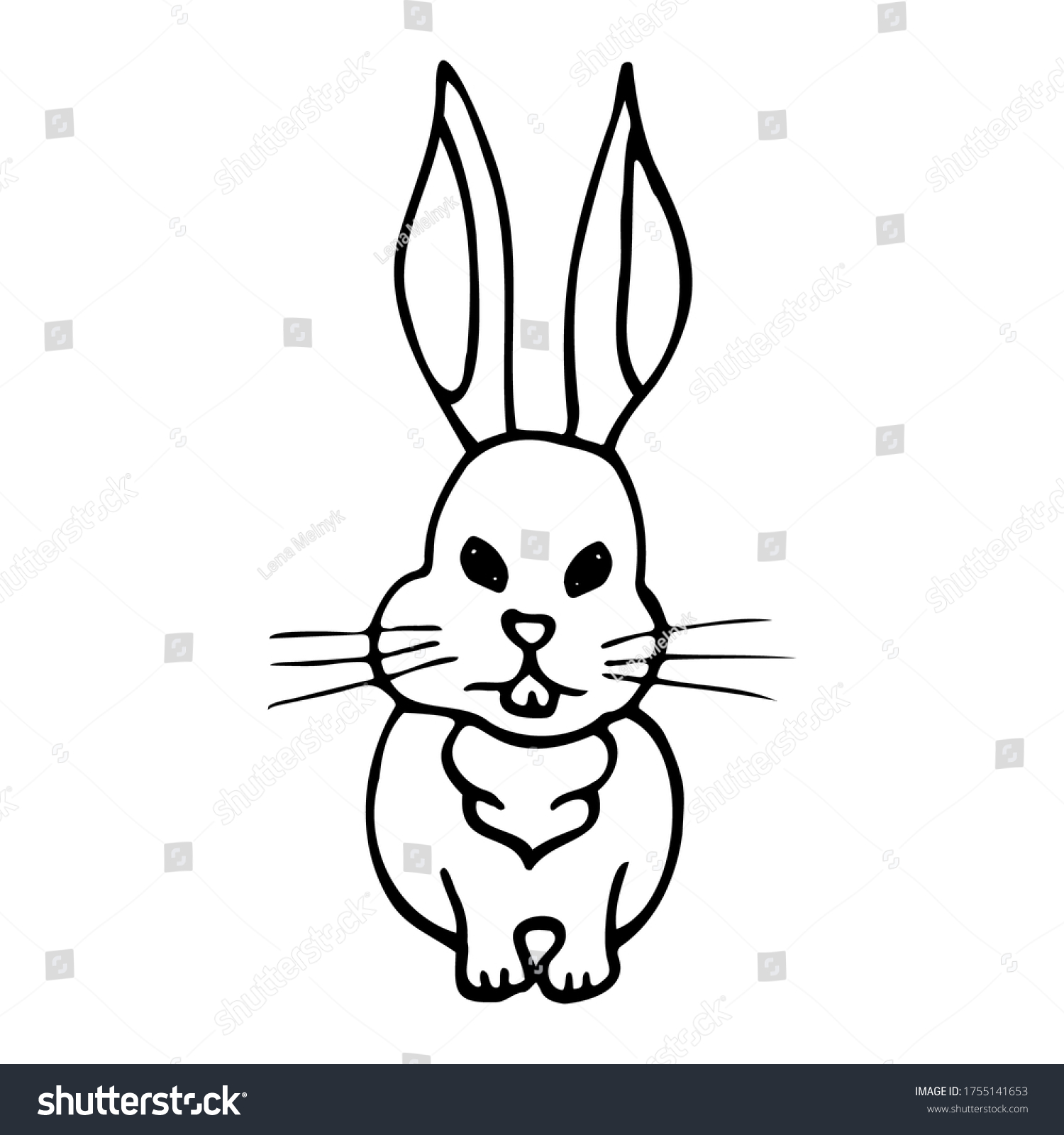 Hand Drawn Hare Cartoon Hare Outline Stock Vector (royalty Free 