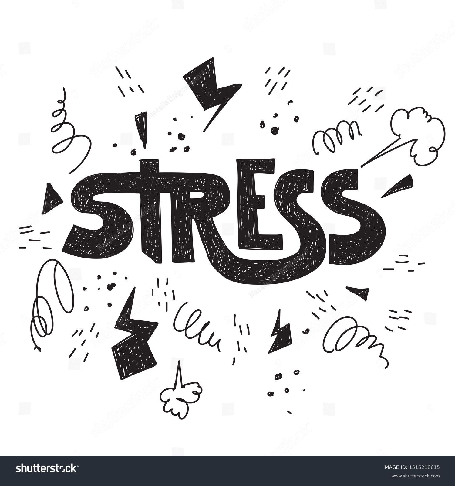 Hand Drawn Hatching Lettering Word Stress Stock Vector (Royalty Free ...