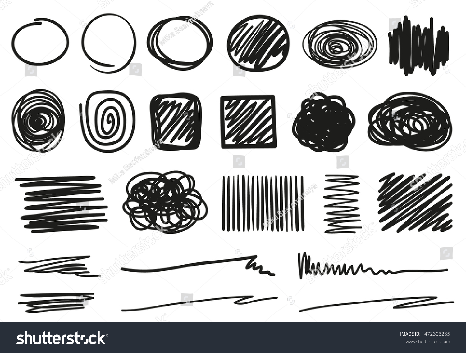 Hand Drawn Hatching Shapes On Isolated Stock Vector (Royalty Free ...