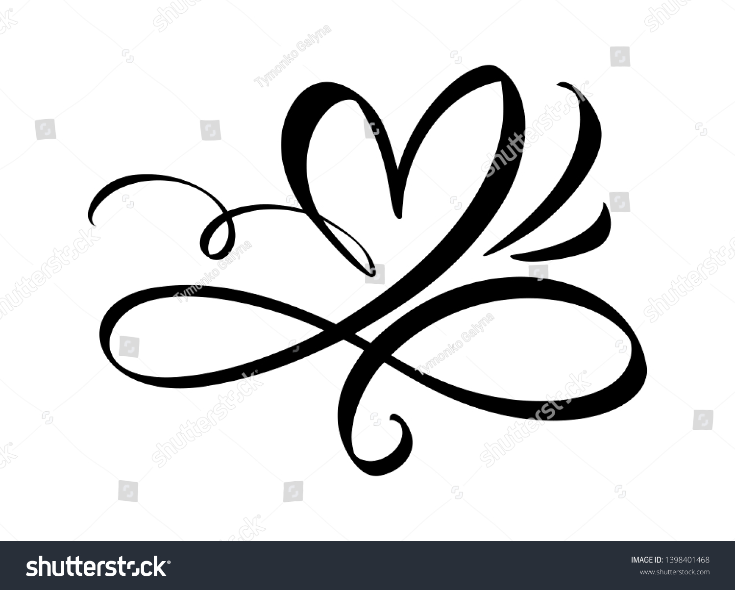 Hand Drawn Heart Love Sign Romantic Stock Vector (Royalty Free ...