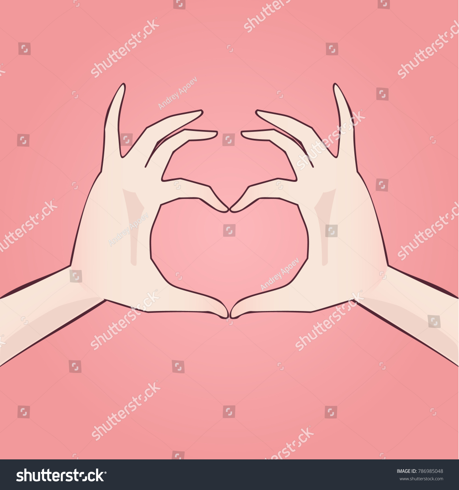 Hand Drawn Heart Shaped Anime Style Stock Vector (Royalty Free) 786985048