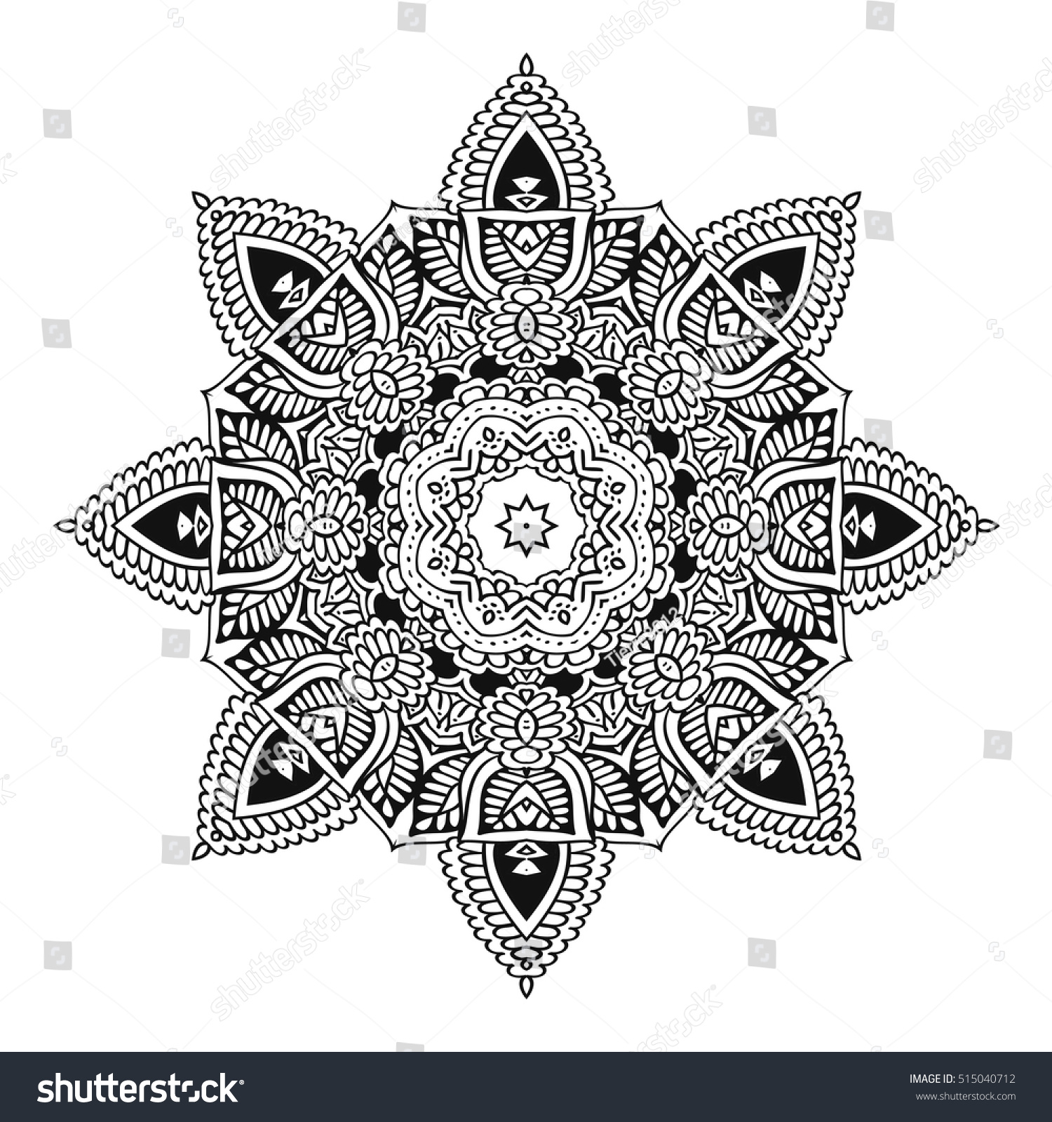 Hand Drawn Henna Abstract Mandala Flowers Stock Vector Royalty Free 515040712