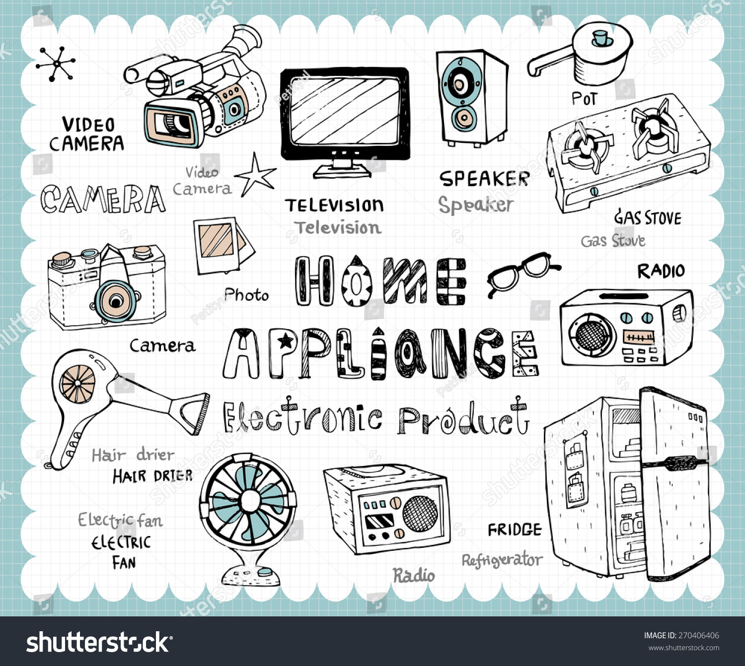 Hand Drawn Home Appliance Set Vintage Stock Vector 270406406 Shutterstock 8563