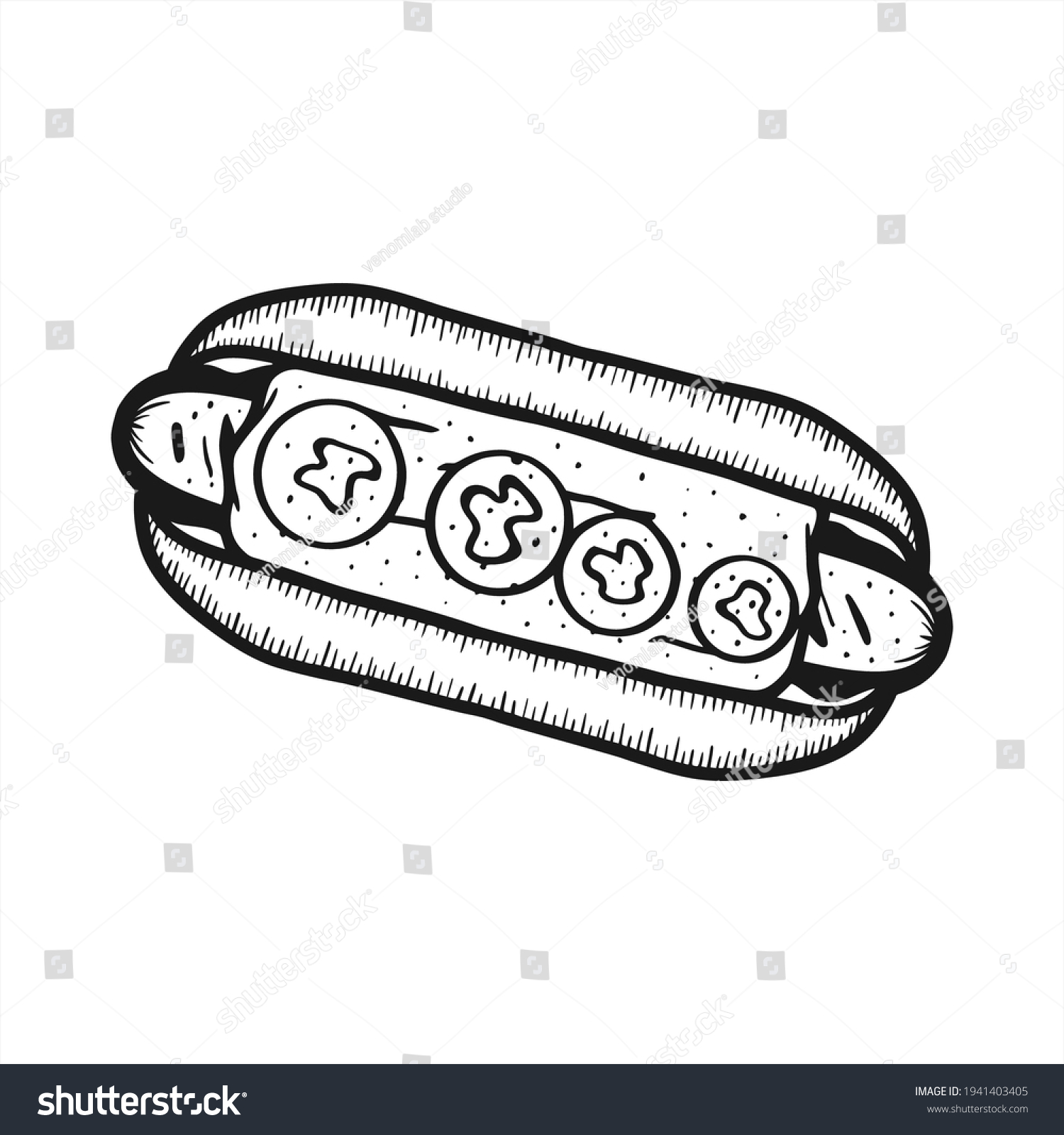 Hand Drawn Illustration Hot Dog Vector Stock Vector (royalty Free 