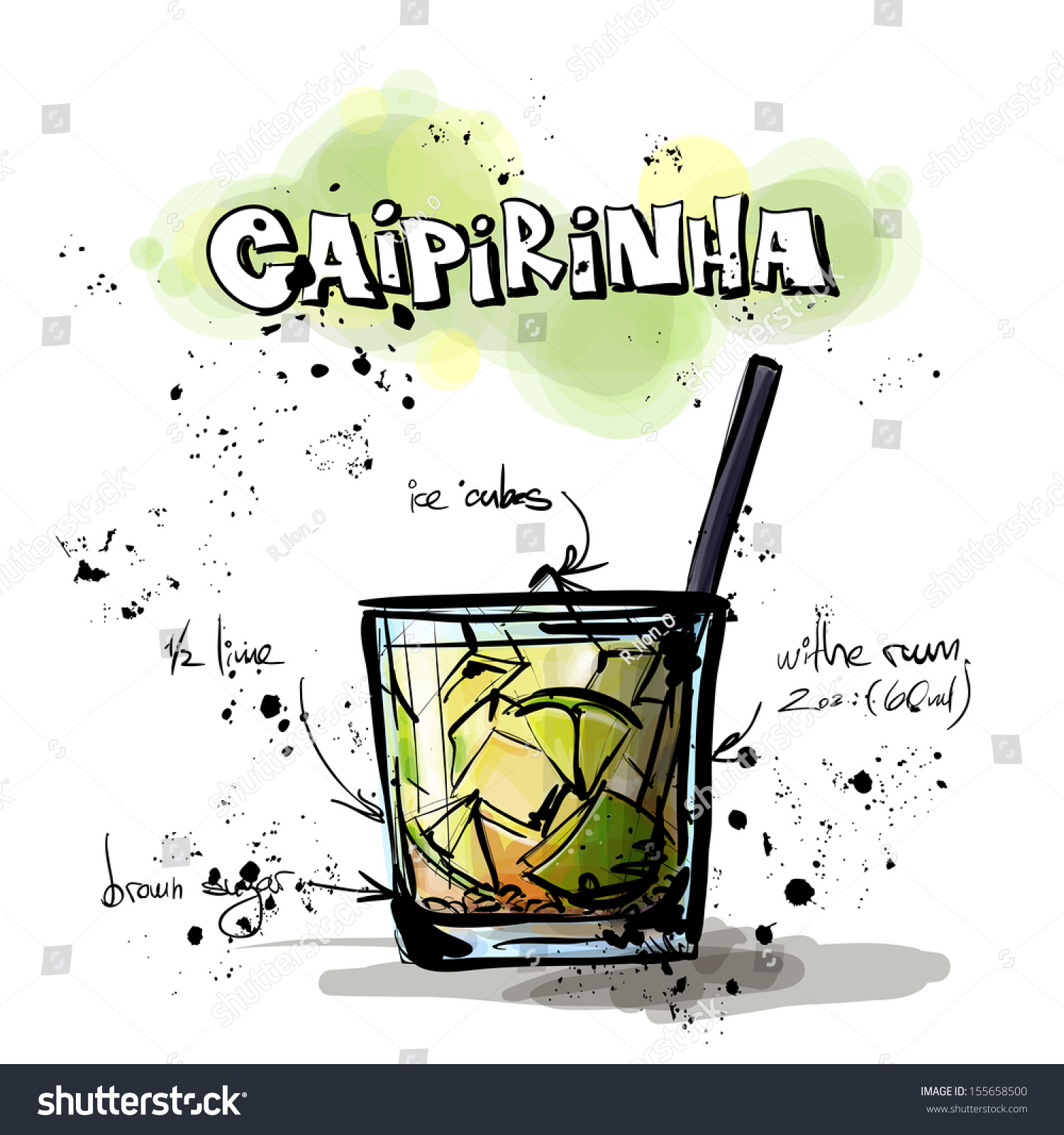 Hand Drawn Illustration Cocktail Caipirinha Vector Vetor Stock Livre De Direitos 155658500 8120