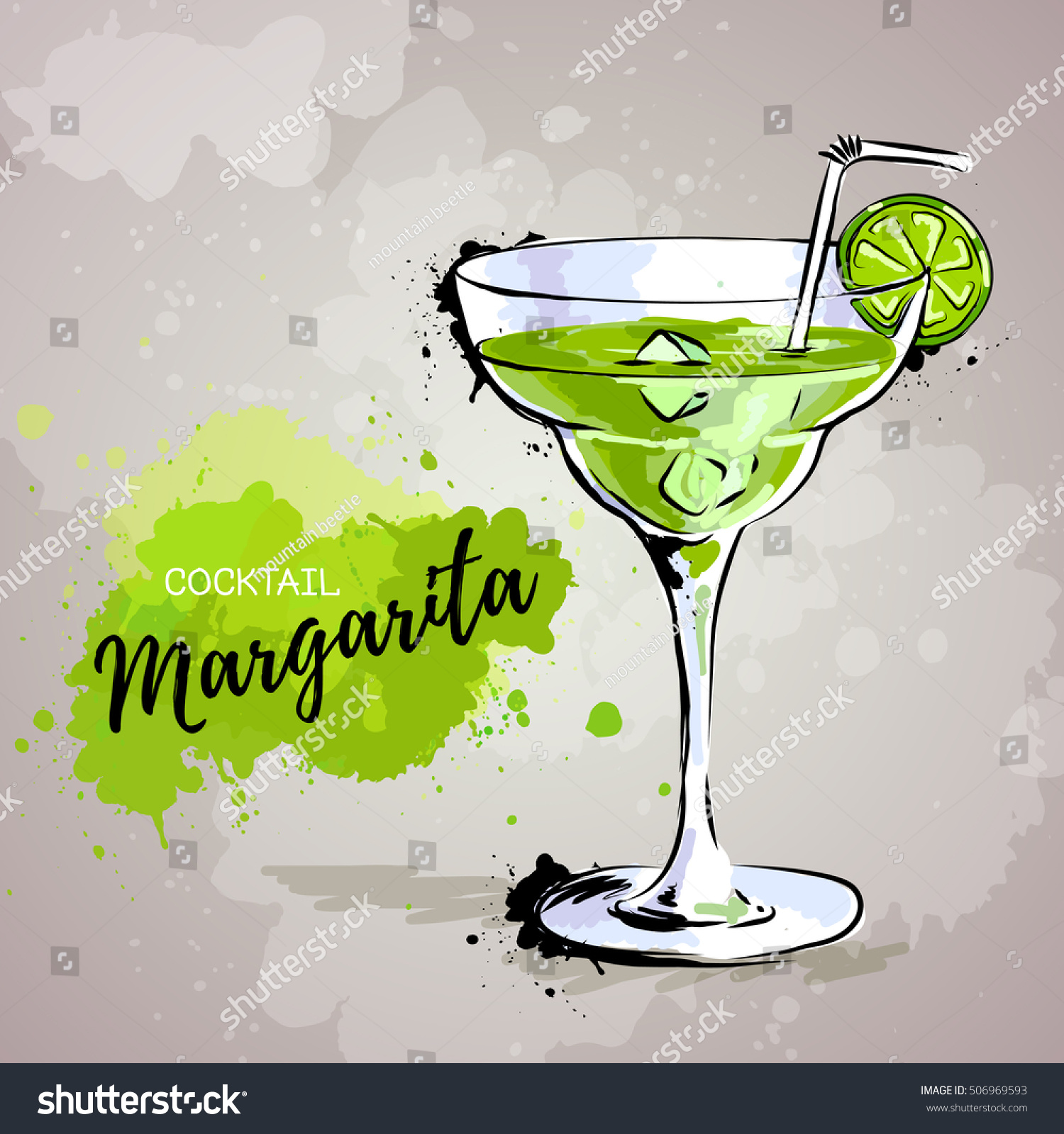 Hand Drawn Illustration Cocktail Margarita Stock Vector 506969593
