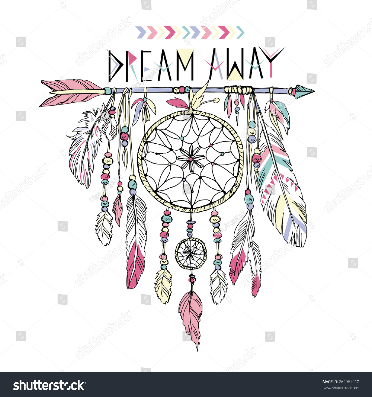 Hand Drawn Illustration Dream Catcher Native Stock Vector 264961910