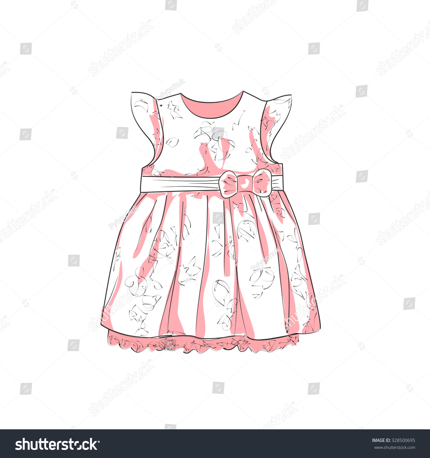 Hand Drawn Illustration Dress Little Girls Stock Vector (Royalty Free ...