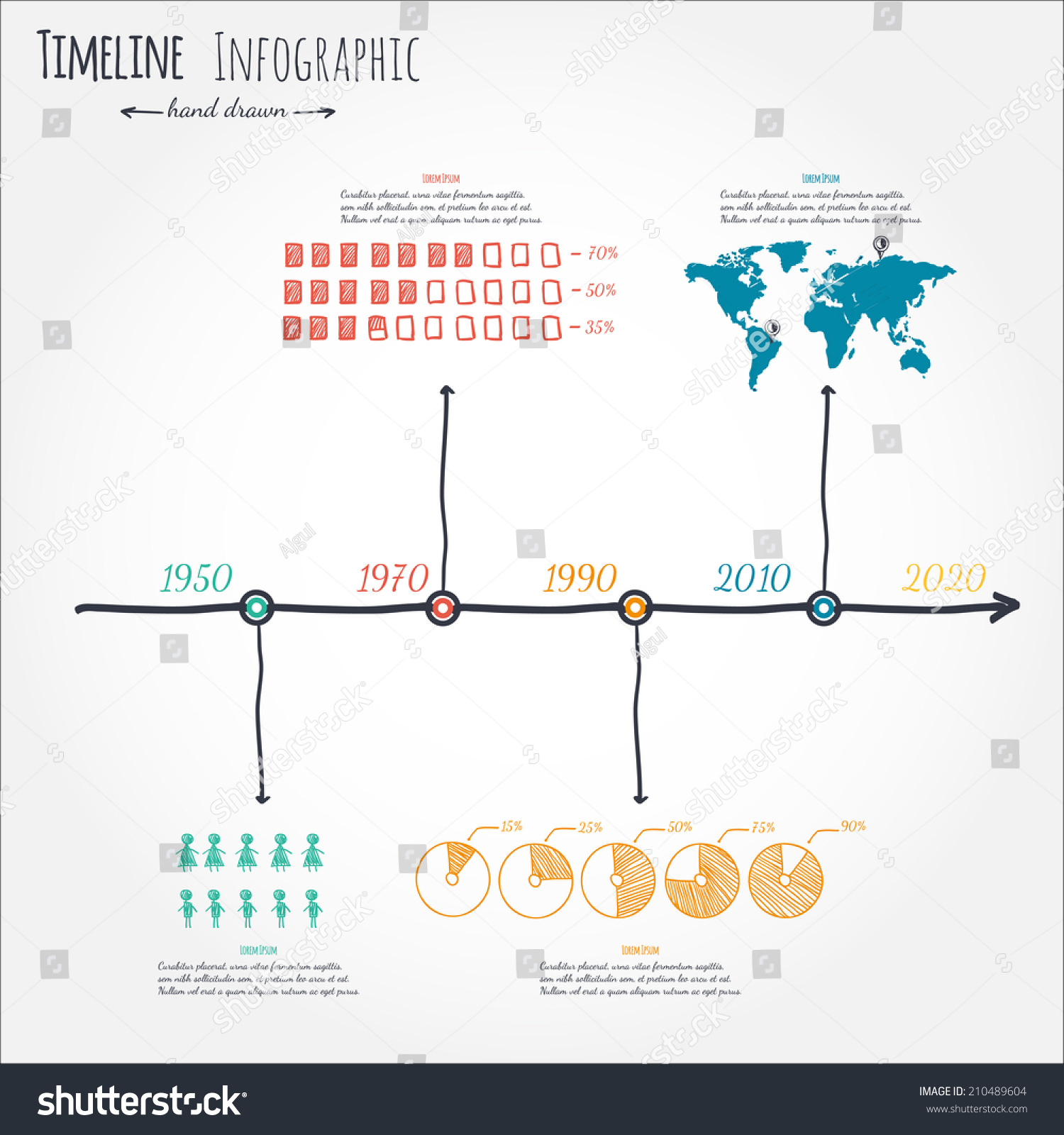 Hand Drawn Infografic Timeline Vector Template Stock Vector 210489604 ...