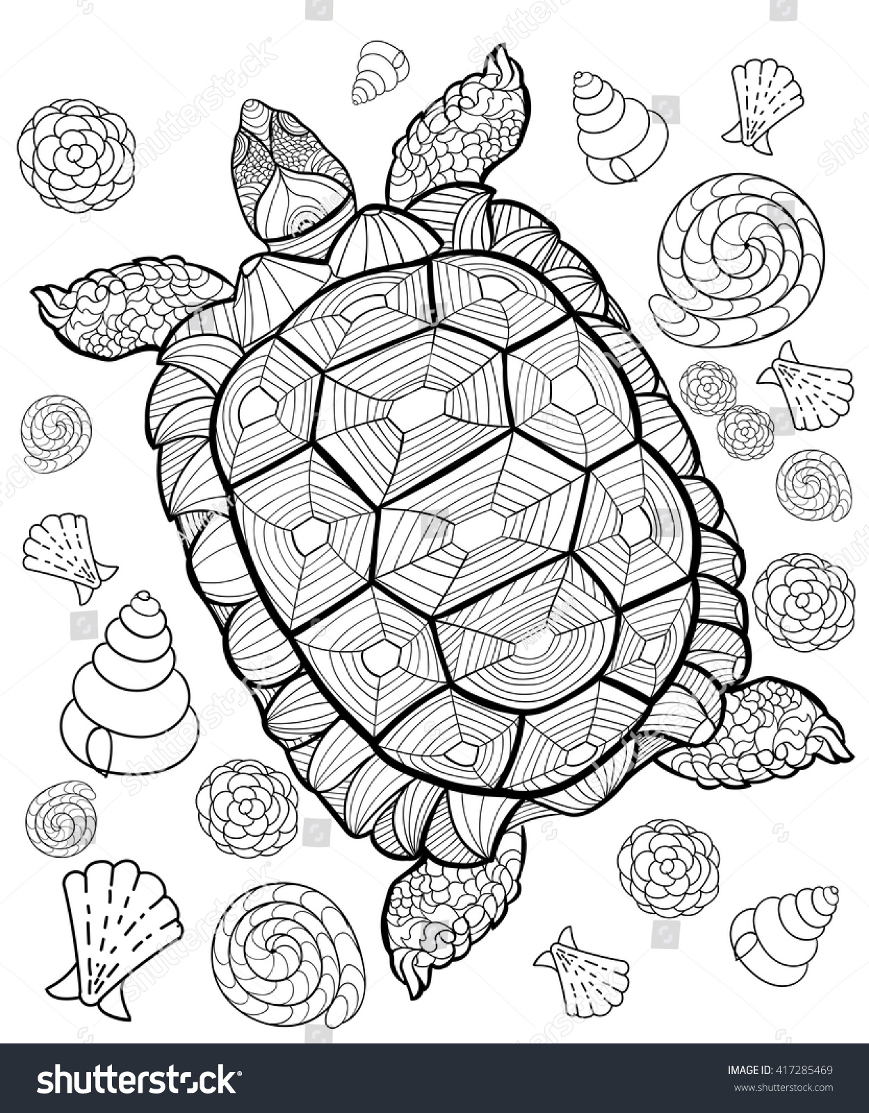 SVG of Hand drawn ink pattern. Coloring book Coloring for adult. turtle. svg