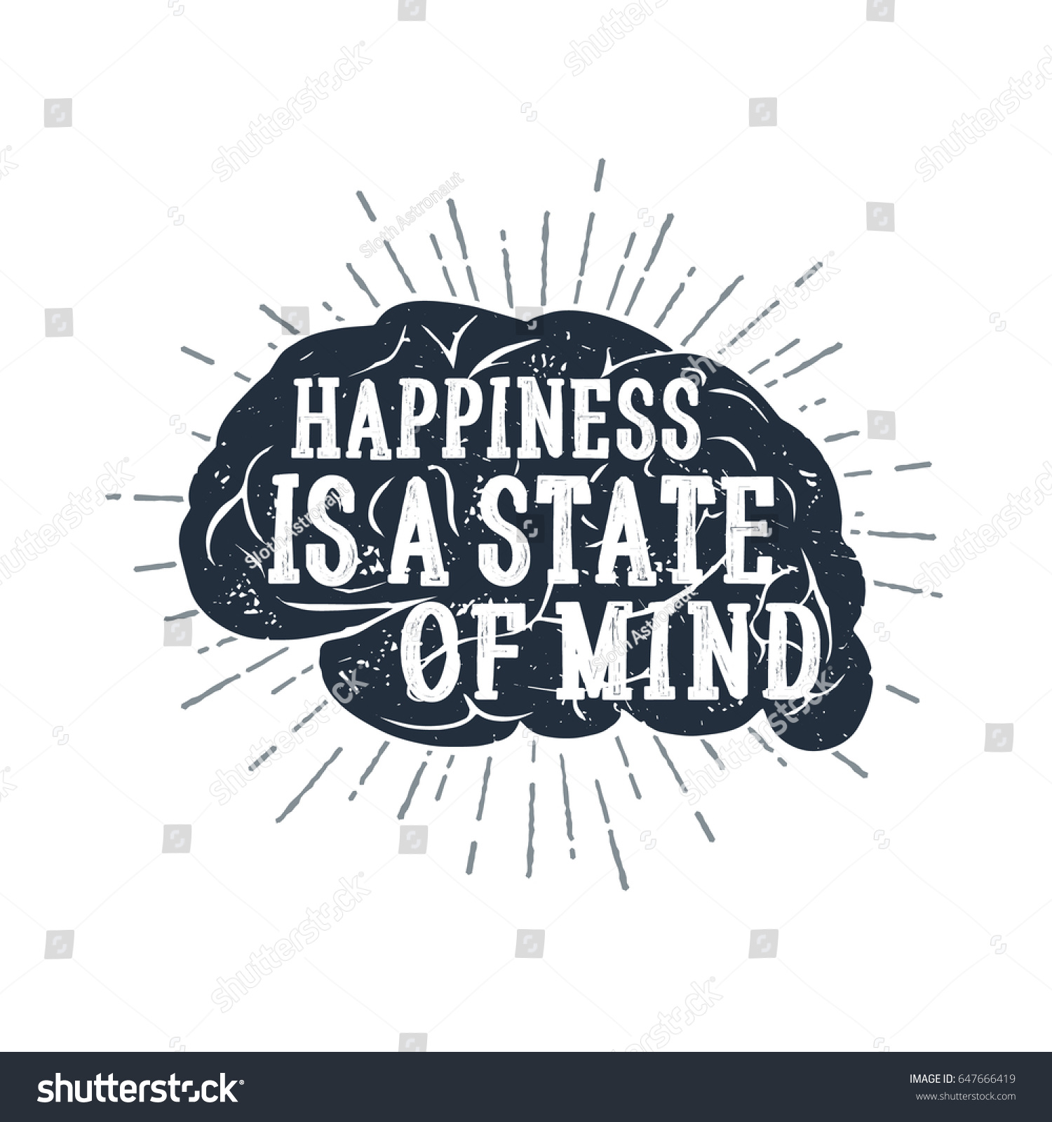 Hand Drawn Inspirational Label Textured Brain Stock Vector (Royalty ...