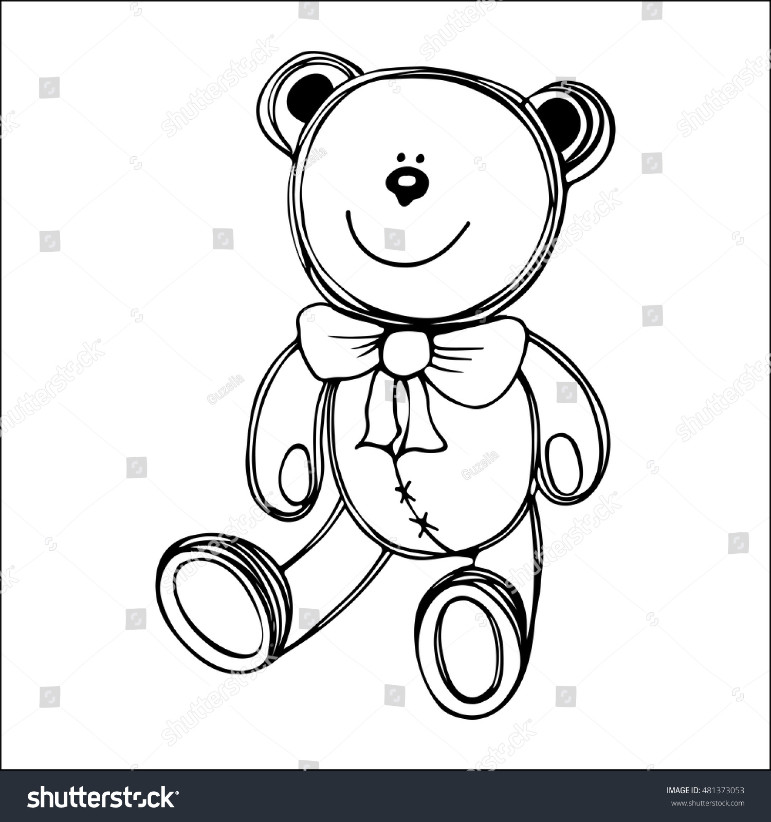 Hand Drawn Isolated Teddy Bear Doodle Stock Vector Royalty Free 481373053 7066