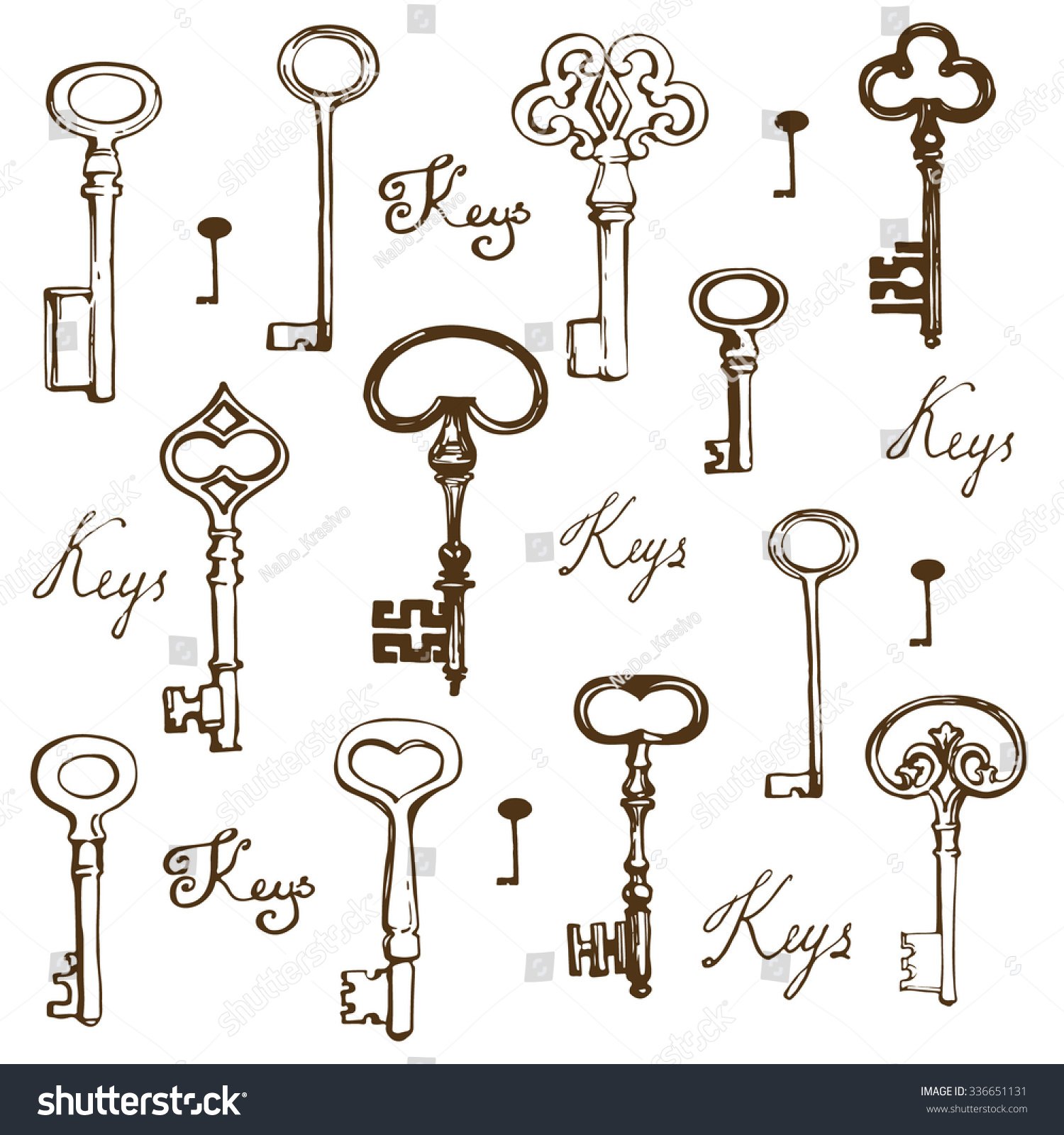 Hand Drawn Keys Set Vector Illustration Stock Vector 336651131 ...