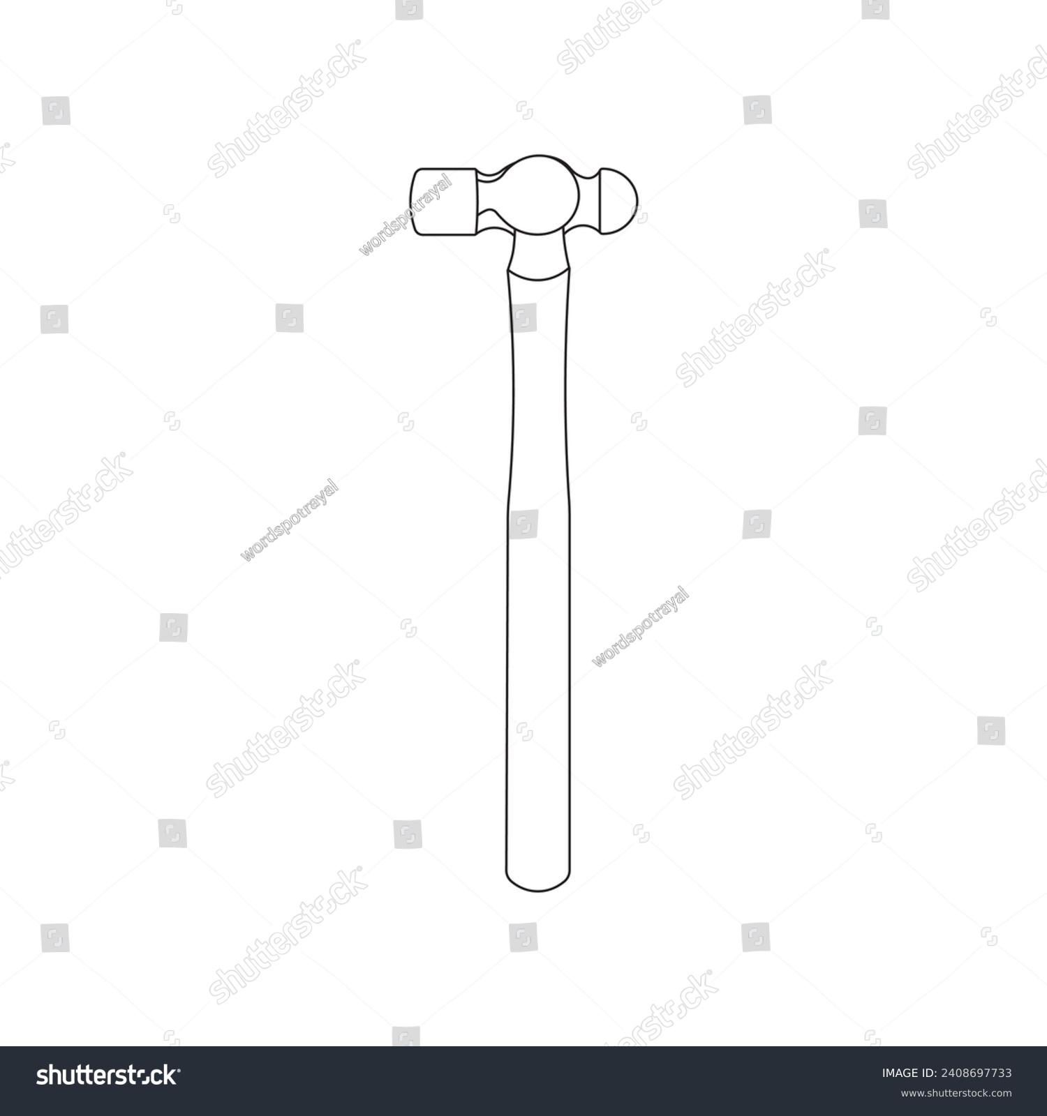 SVG of Hand drawn Kids drawing Cartoon Vector illustration ball peen hammer icon Isolated on White Background svg