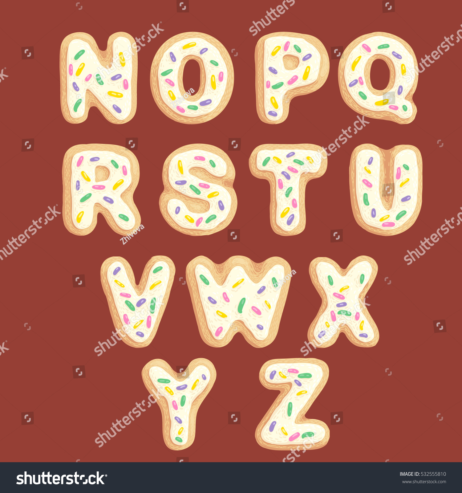 Hand Drawn Latin Alphabet Nz Shape เวกเตอร์สต็อก (ปลอดค่าลิขสิทธิ์