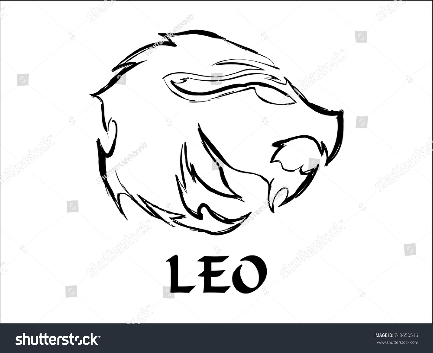 sofa onbekend Aan het leren Hand Drawn Leo Zodiac Sign Sketch Stock Vector (Royalty Free) 743650546