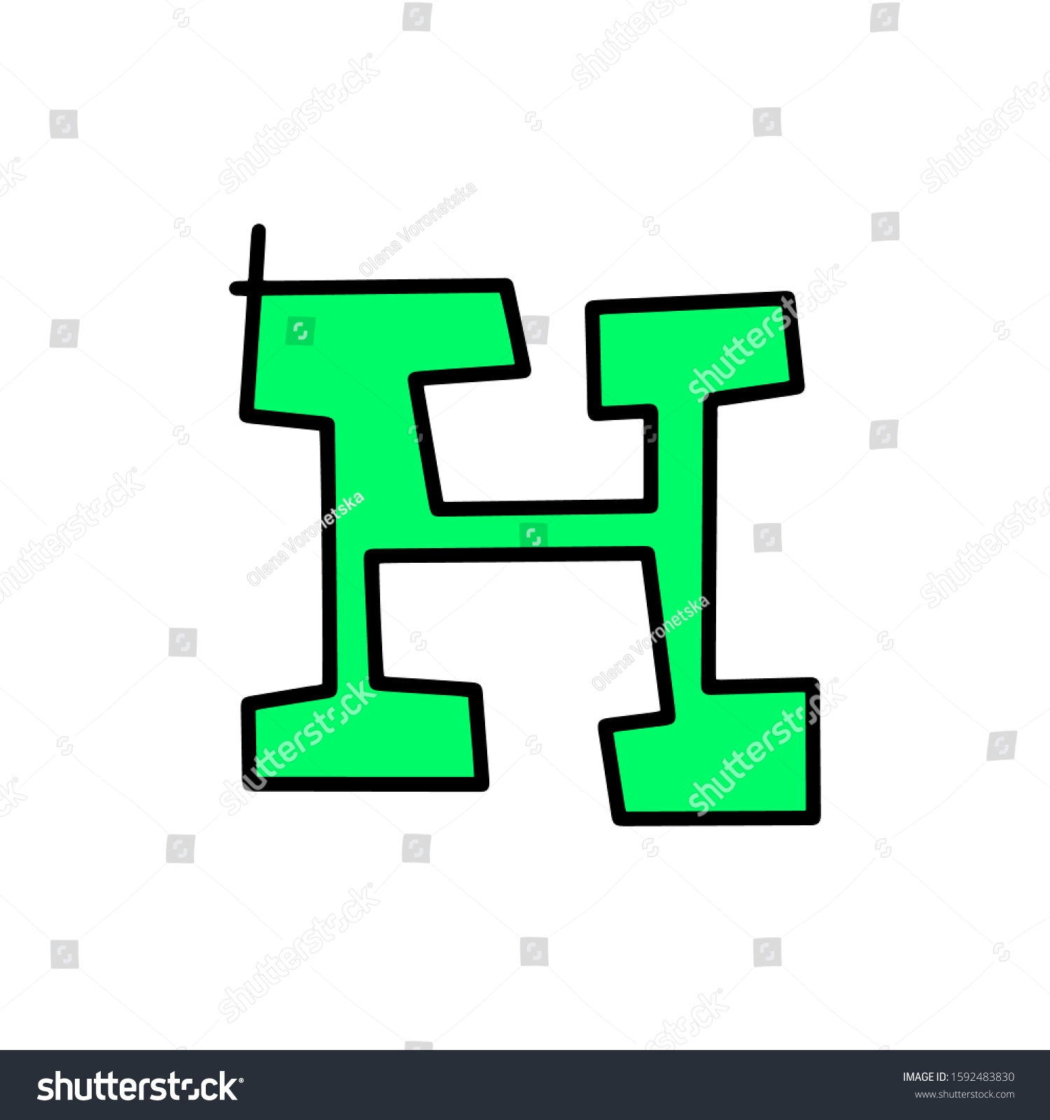 Hand Drawn Letter H Text Isolated Stock Vector (Royalty Free ...