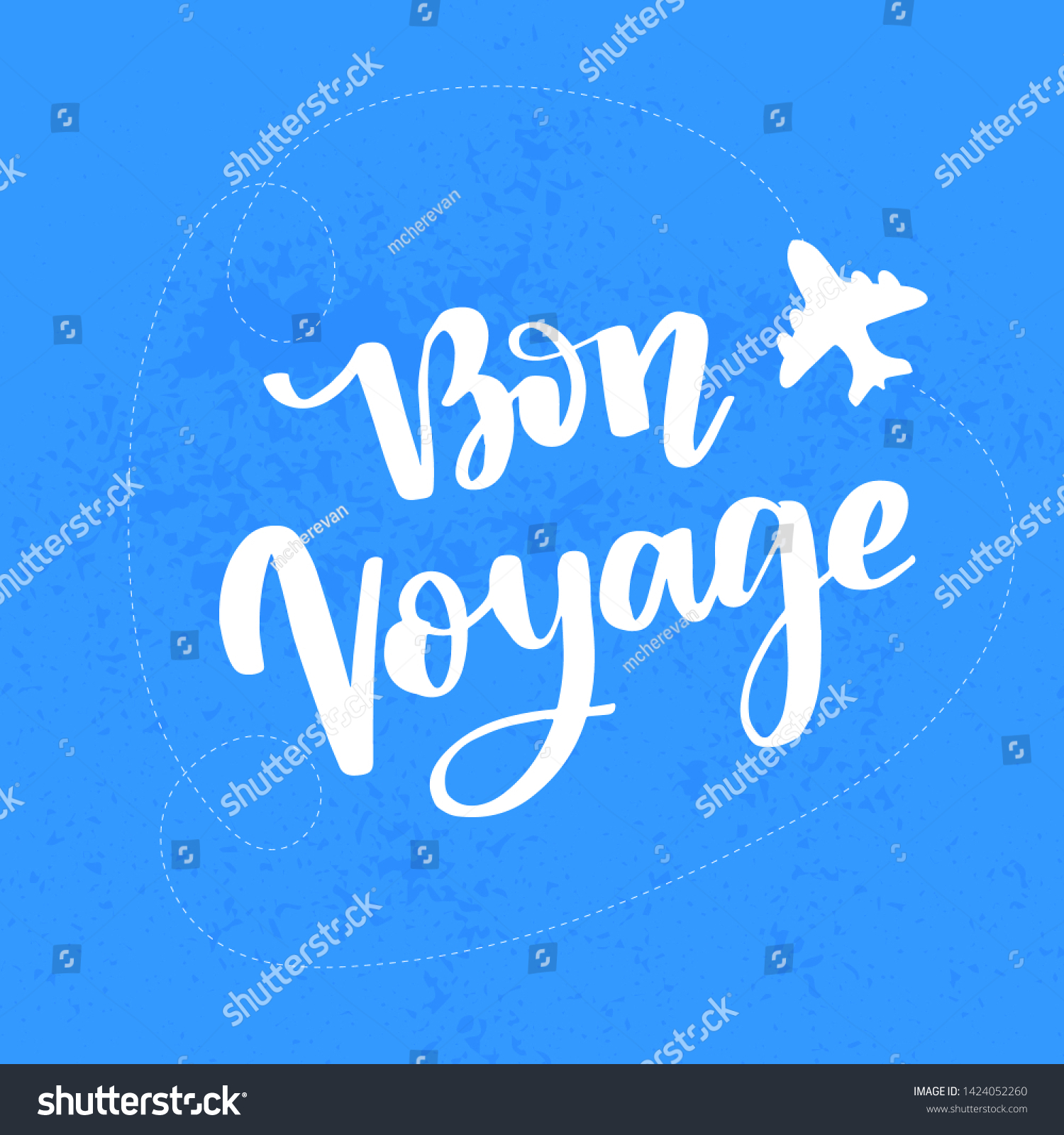 Hand Drawn Lettering Bon Voyage Phrase Stock Vector (Royalty Free ...