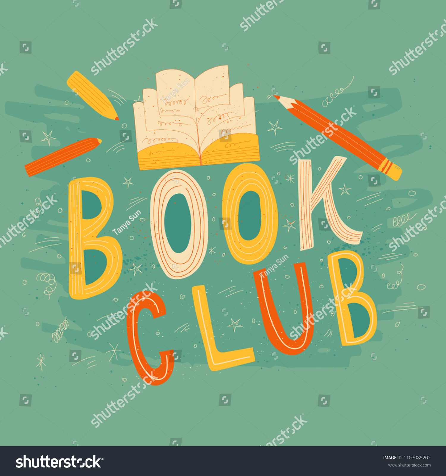 Hand Drawn Lettering Book Club Inscription Stock Vector (Royalty Free ...