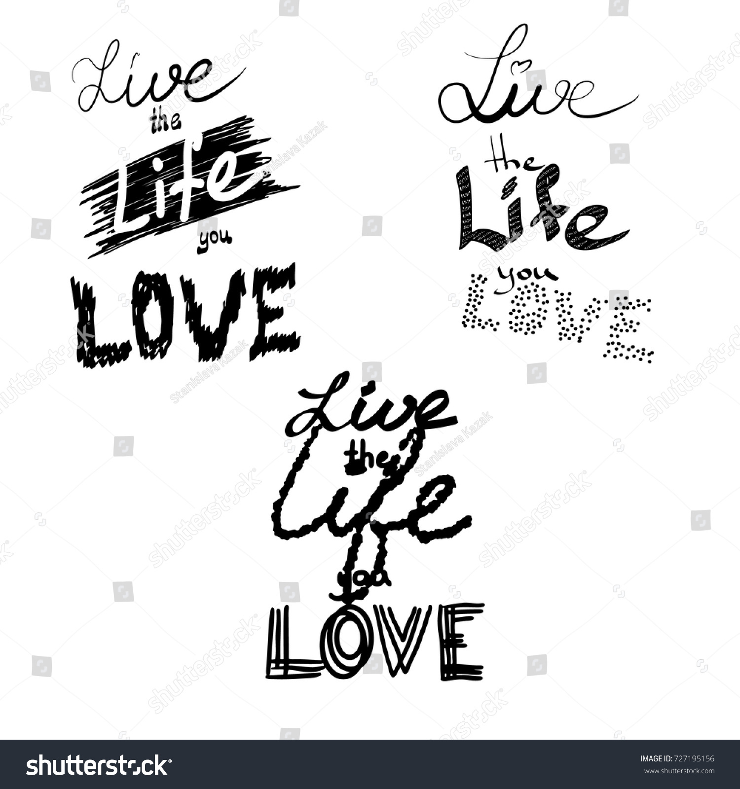 hand drawn lettering live the life you love Vector Illustration Modern Calligraphy Inspirational