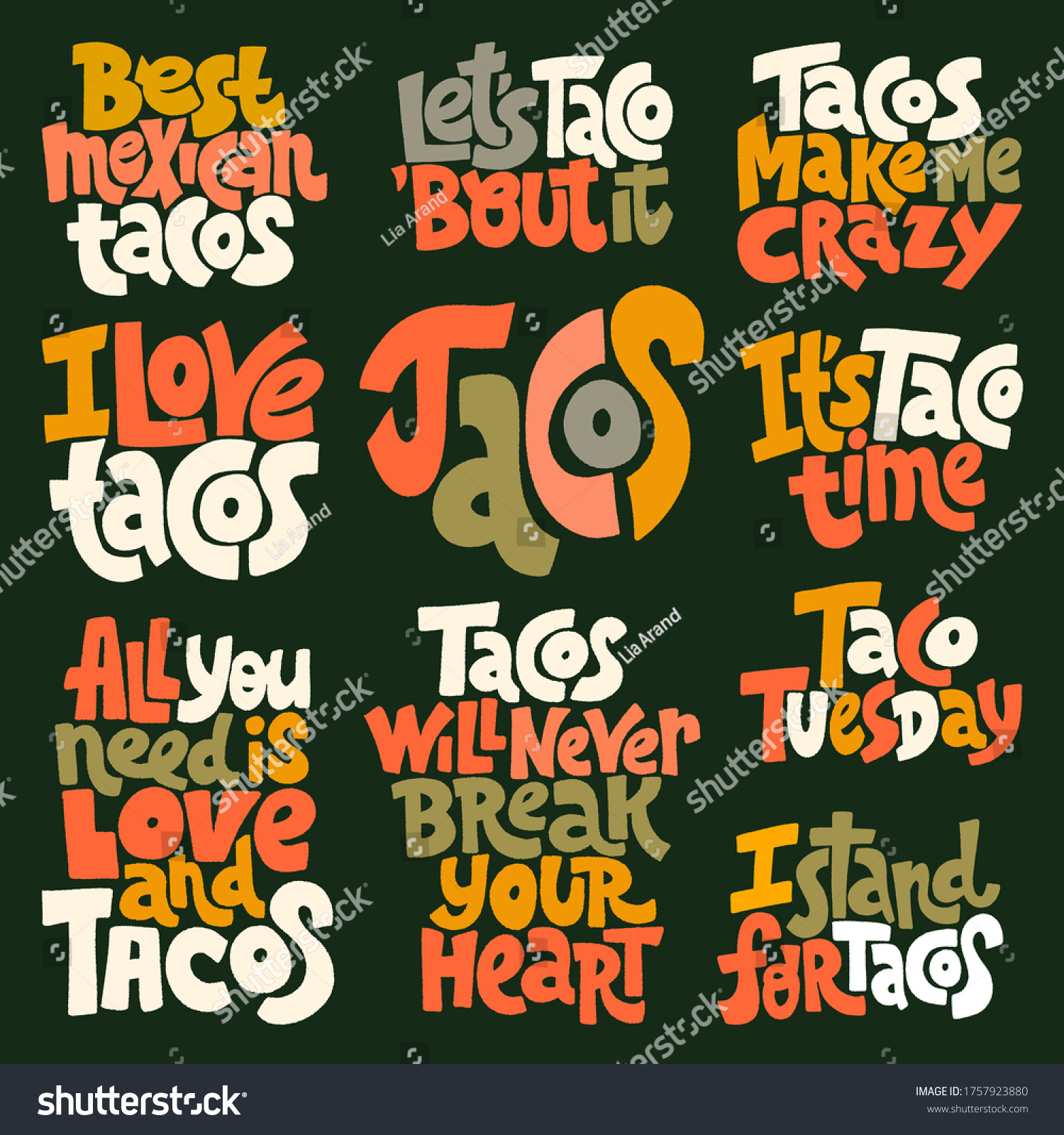 1 002 Taco Font Images Stock Photos Vectors Shutterstock   Stock Vector Hand Drawn Lettering Quote Set Of Lettering Tacos And How Delicious It Is It Can Be Used For Menu 1757923880 