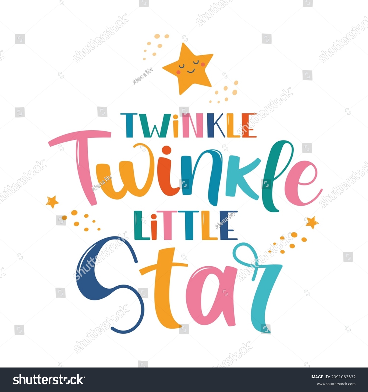 Hand Drawn Lettering Twinkle Twinkle Little Stock Vector (Royalty Free ...