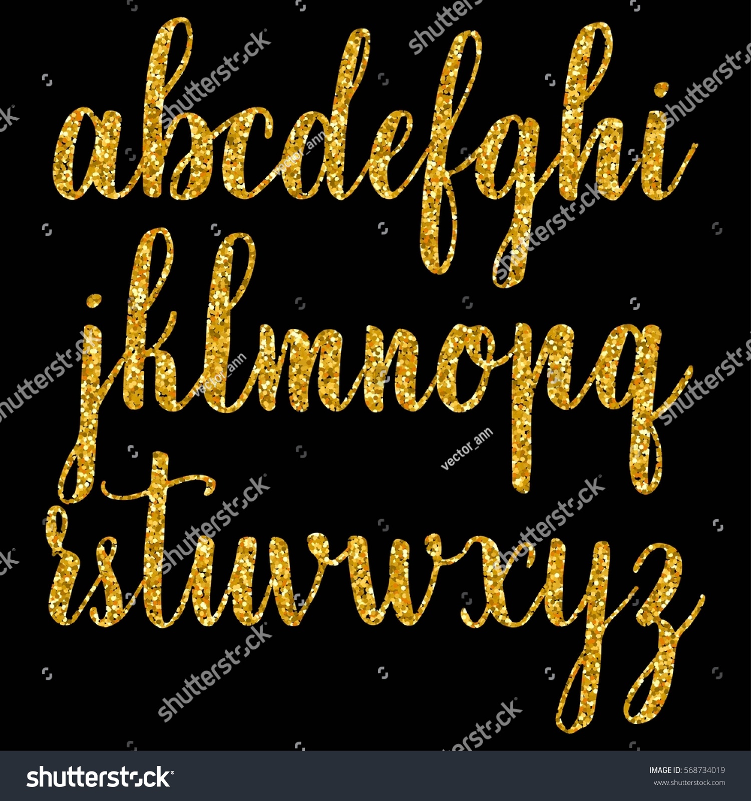 Hand Drawn Letters Golden Glitter Effect Stock Vector 568734019 ...