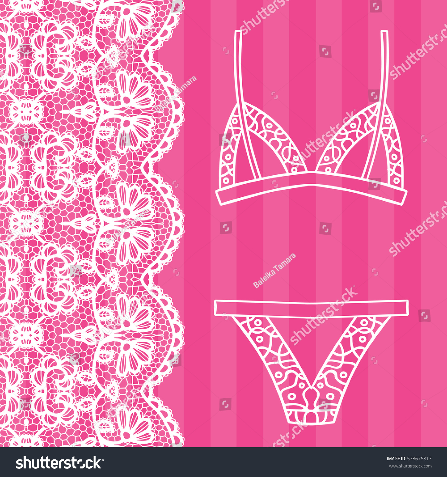 Hand Drawn Lingerie Panty Bra Set Stock Vector Royalty Free 578676817 