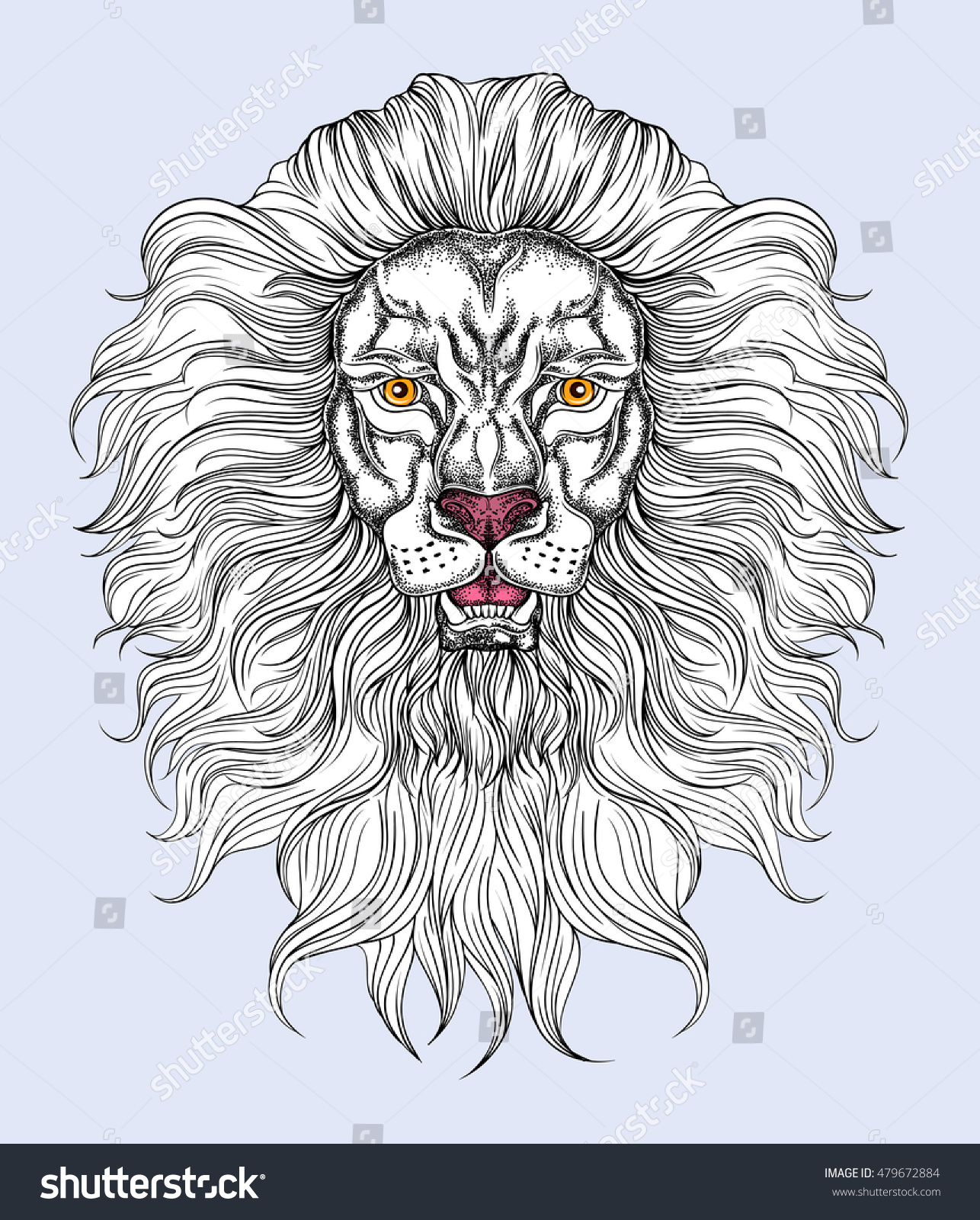 Hand Drawn Lion Head Line Art Stock Vector (Royalty Free) 479672884
