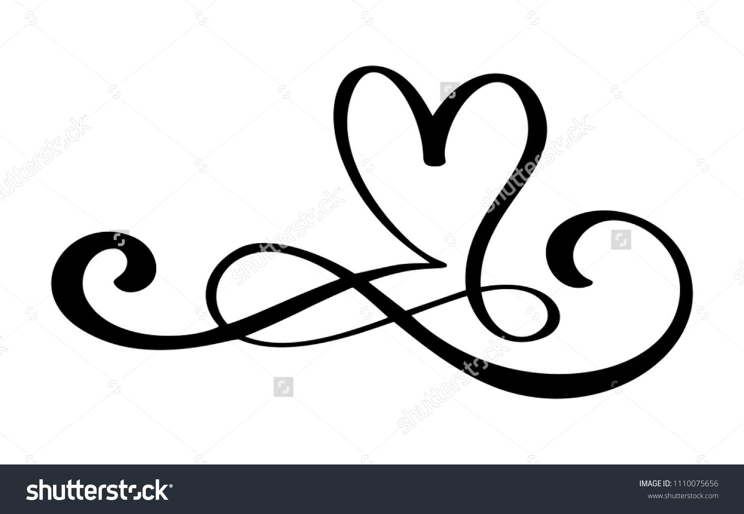 Hand Drawn Love Border Flourish Heart Stock Vector (Royalty Free ...