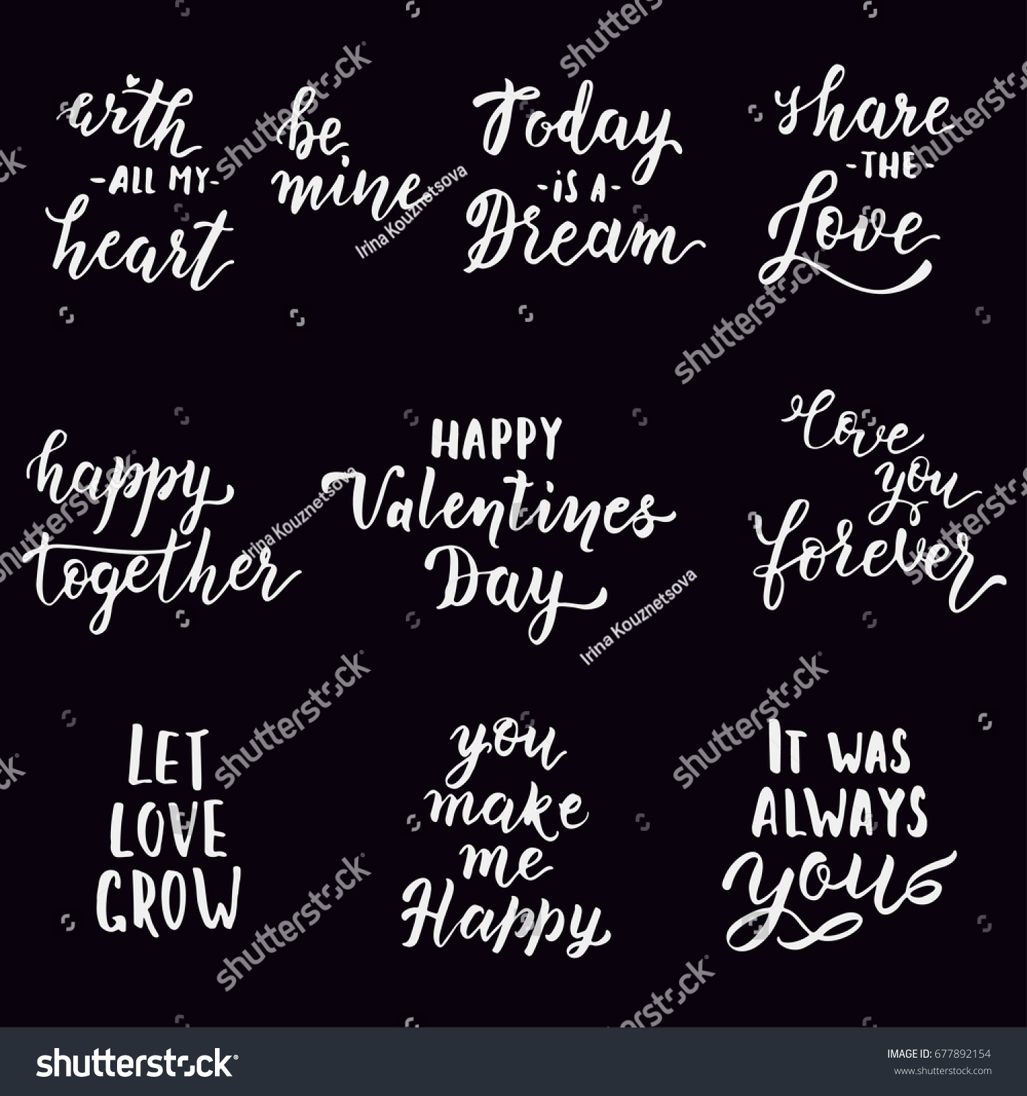 Hand drawn Love quotes vector illustration Brush calligraphy Happy Valentines Day Be