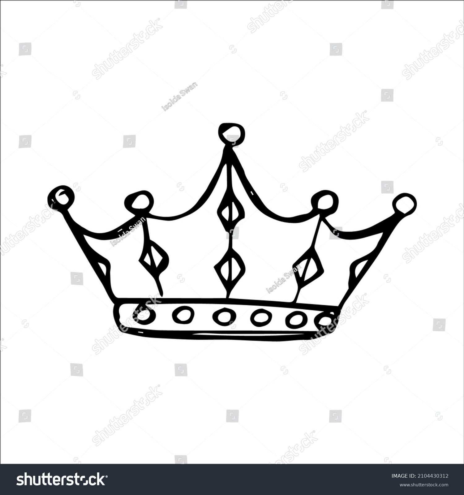 Hand Drawn Luxurious Royal Crown Doodle Stock Vector (Royalty Free ...