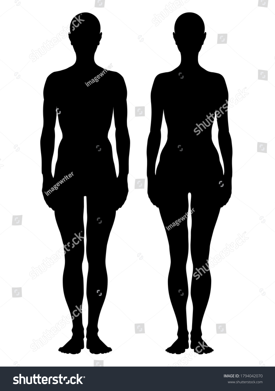 Hand Drawn Male Female Body Flat Stock Vector Royalty Free 1794042070 2208