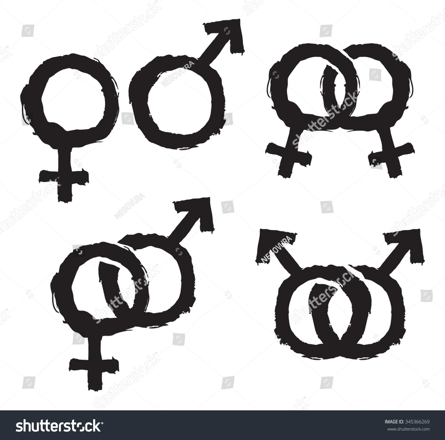 Hand Drawn Male Female Gender Symbols Stock Vector 345366269 Shutterstock